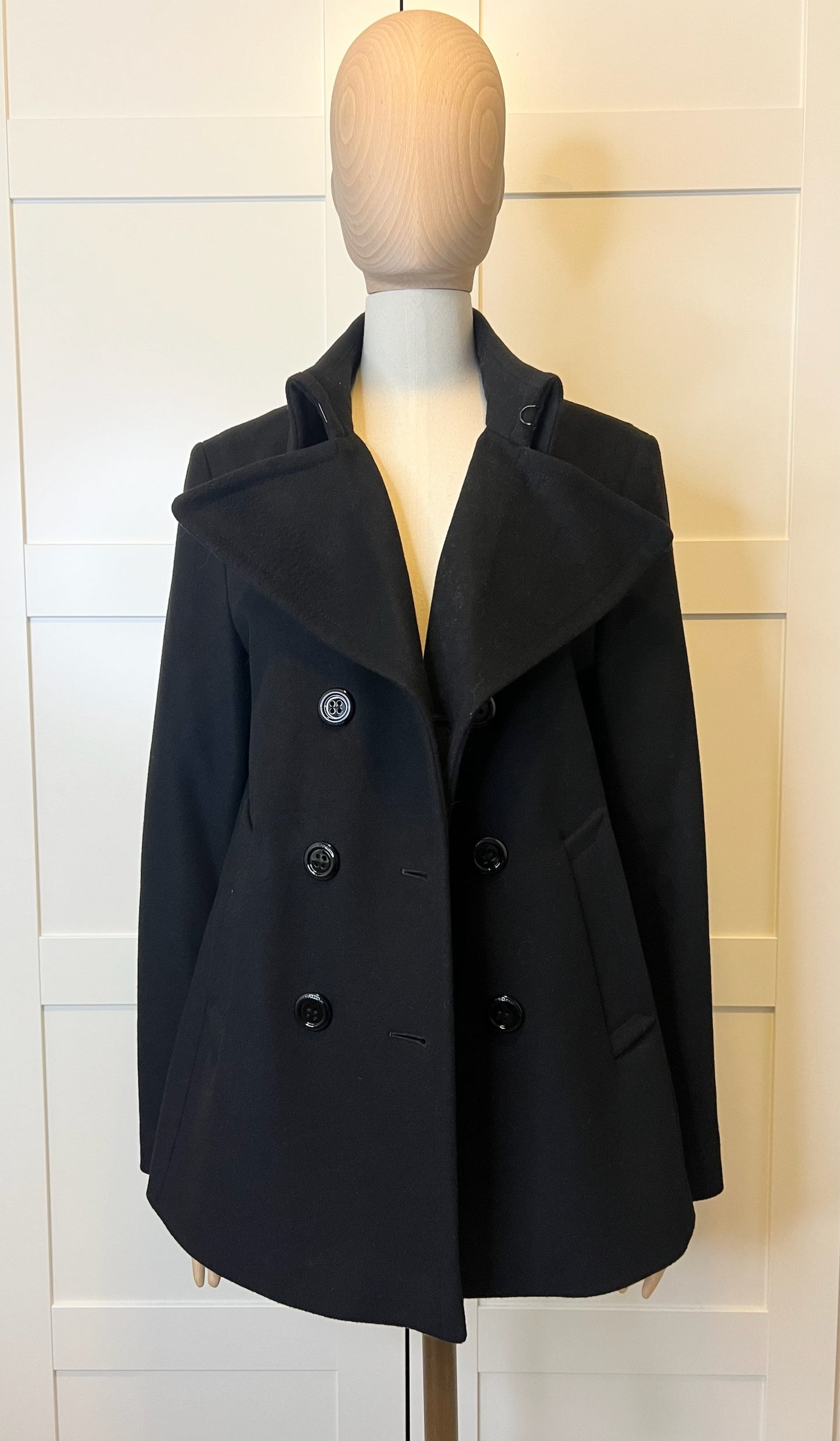 Burberry Black Peacoat, Size S