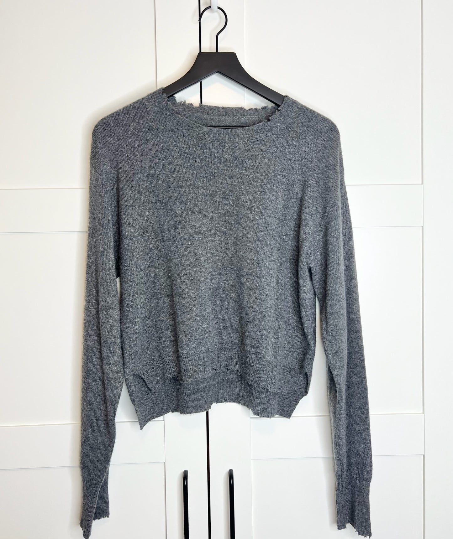 RtA Cashmere Distressed Gray Sweater, Size M