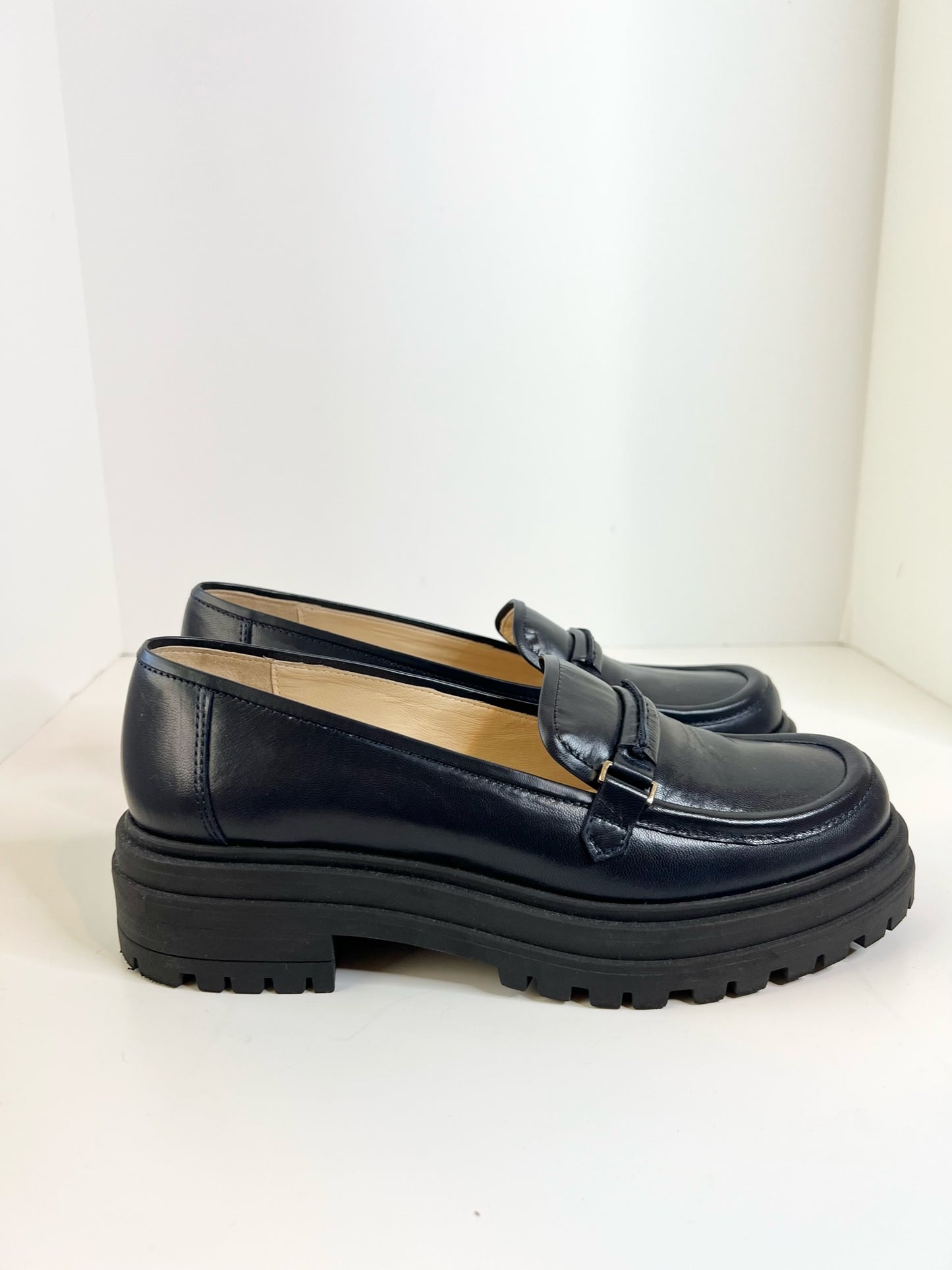 Tila March Paris Henri Leather Loafers Navy, Size 38