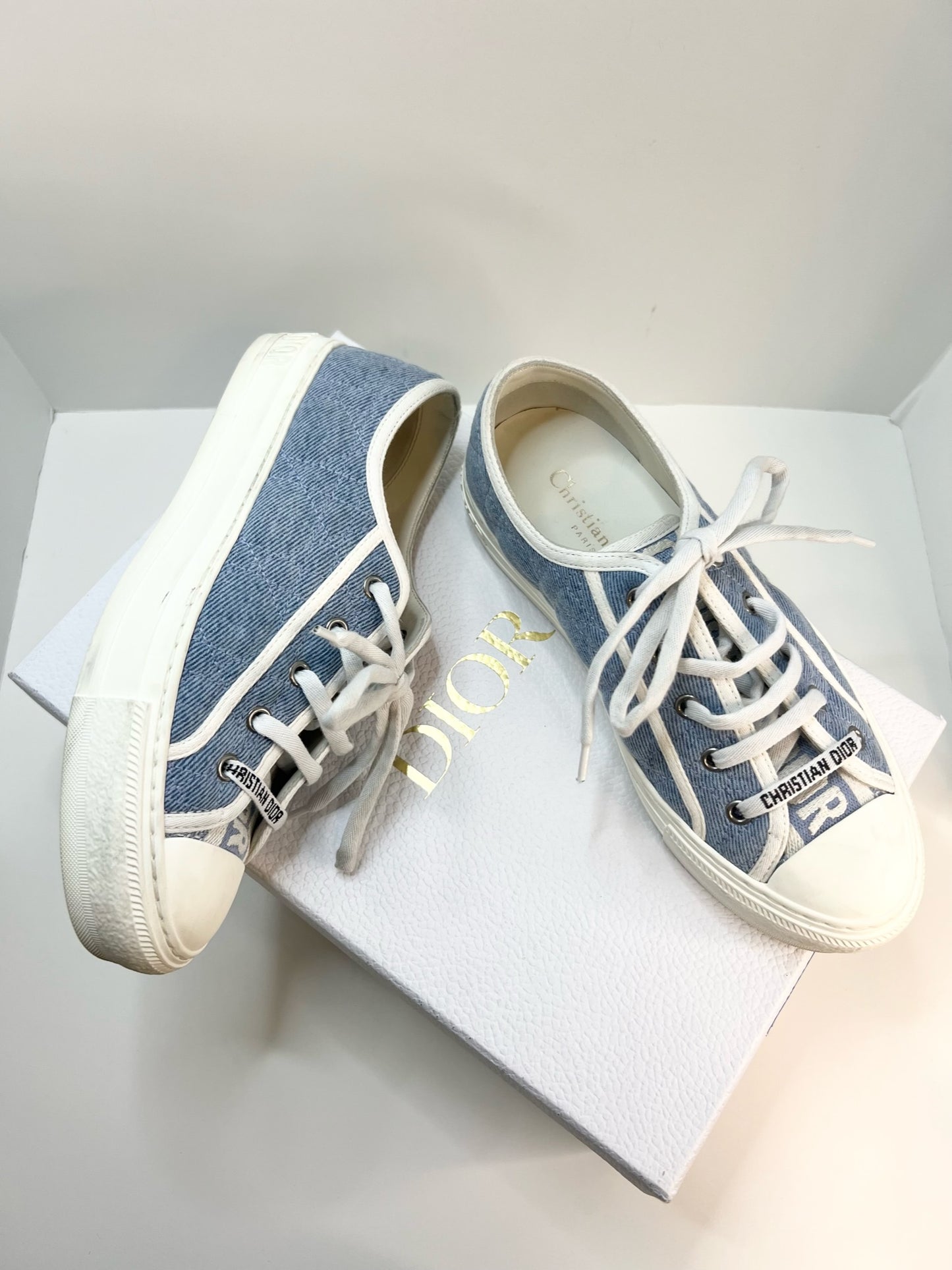 Christian Dior Denim Cannage Walk’N’Dior Sneaker, Size 37