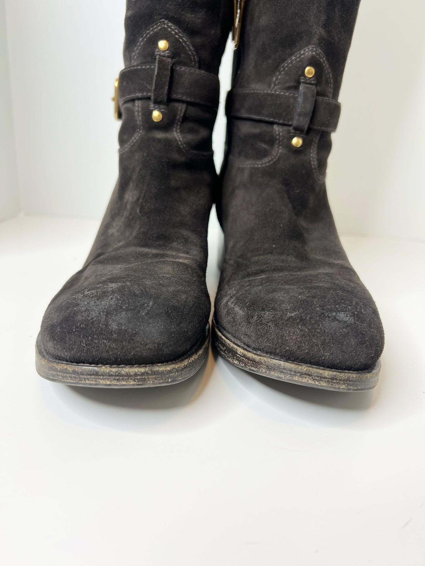 Prada Brown Suede Riding Boots, Size 39