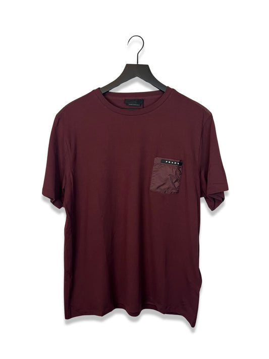 Prada Nylon Pocket T-shirt Burgundy, Size 3XL