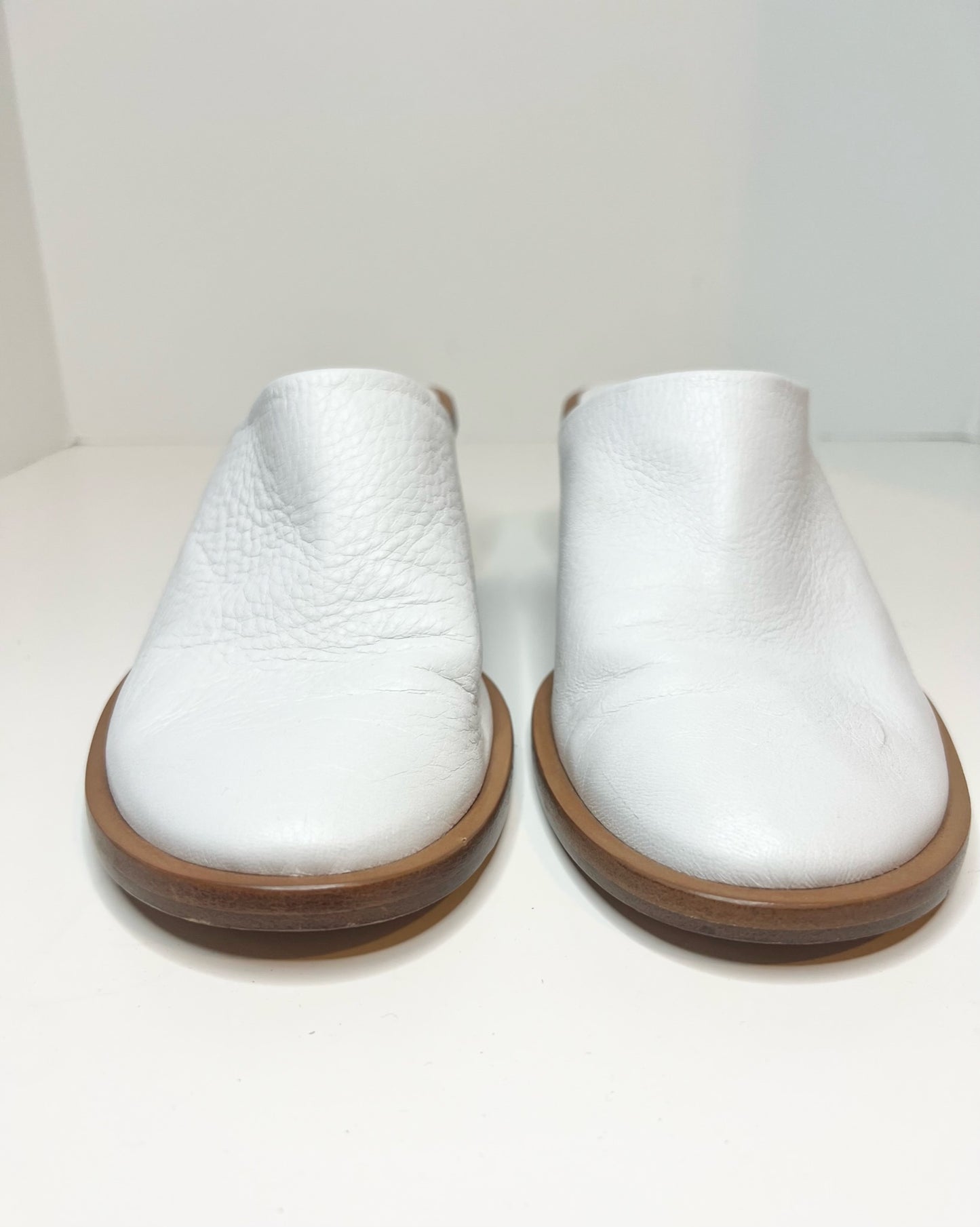 The Row White Leather Mules, Size 38