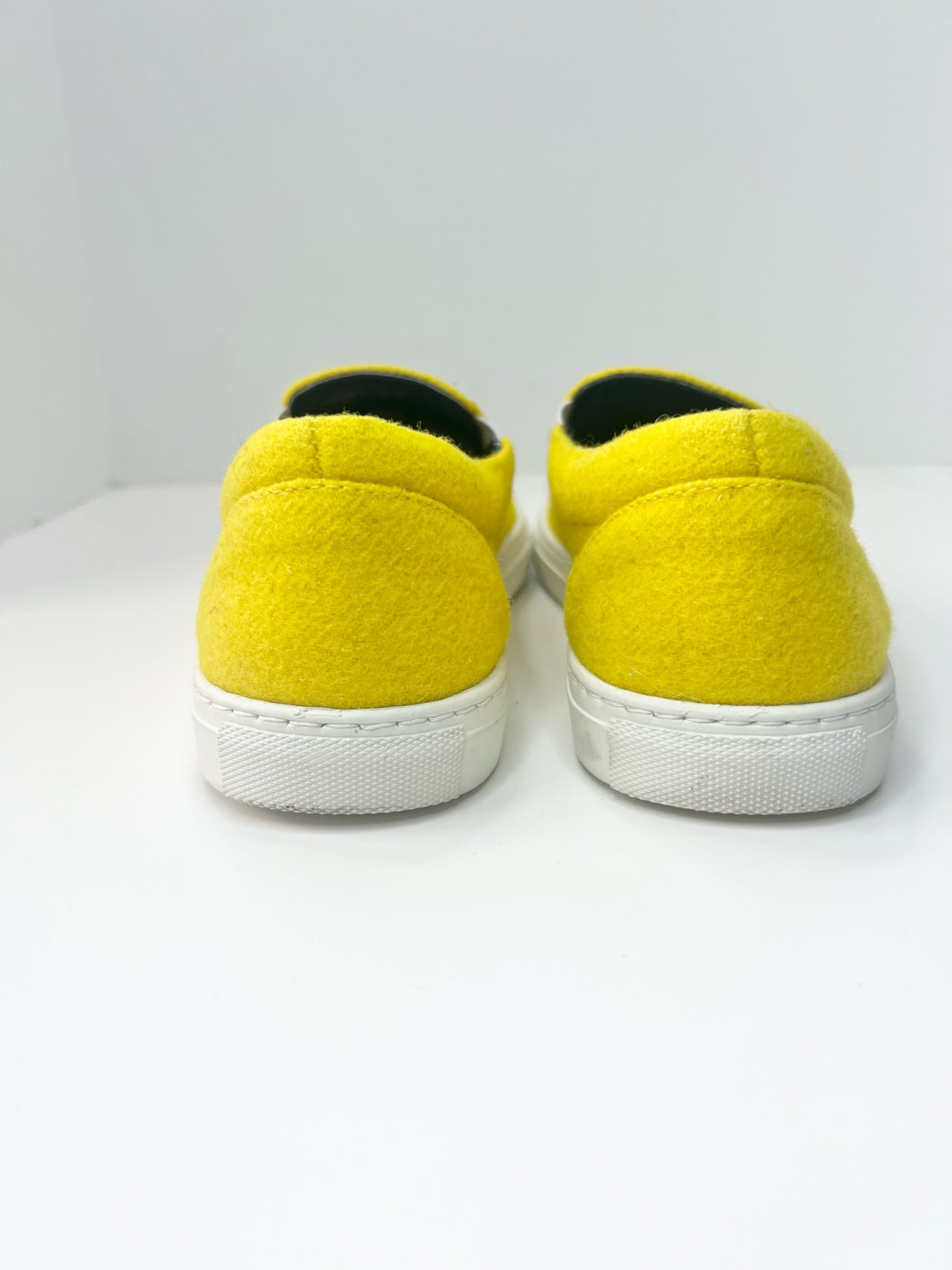 Mira Mikati Yellow Felt Daisy Embroidered Slip-On Sneaker, Size 38