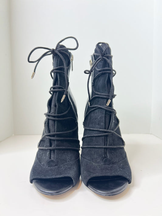 Sam Edelman Black Peep-Toe Booties, Size 8.5
