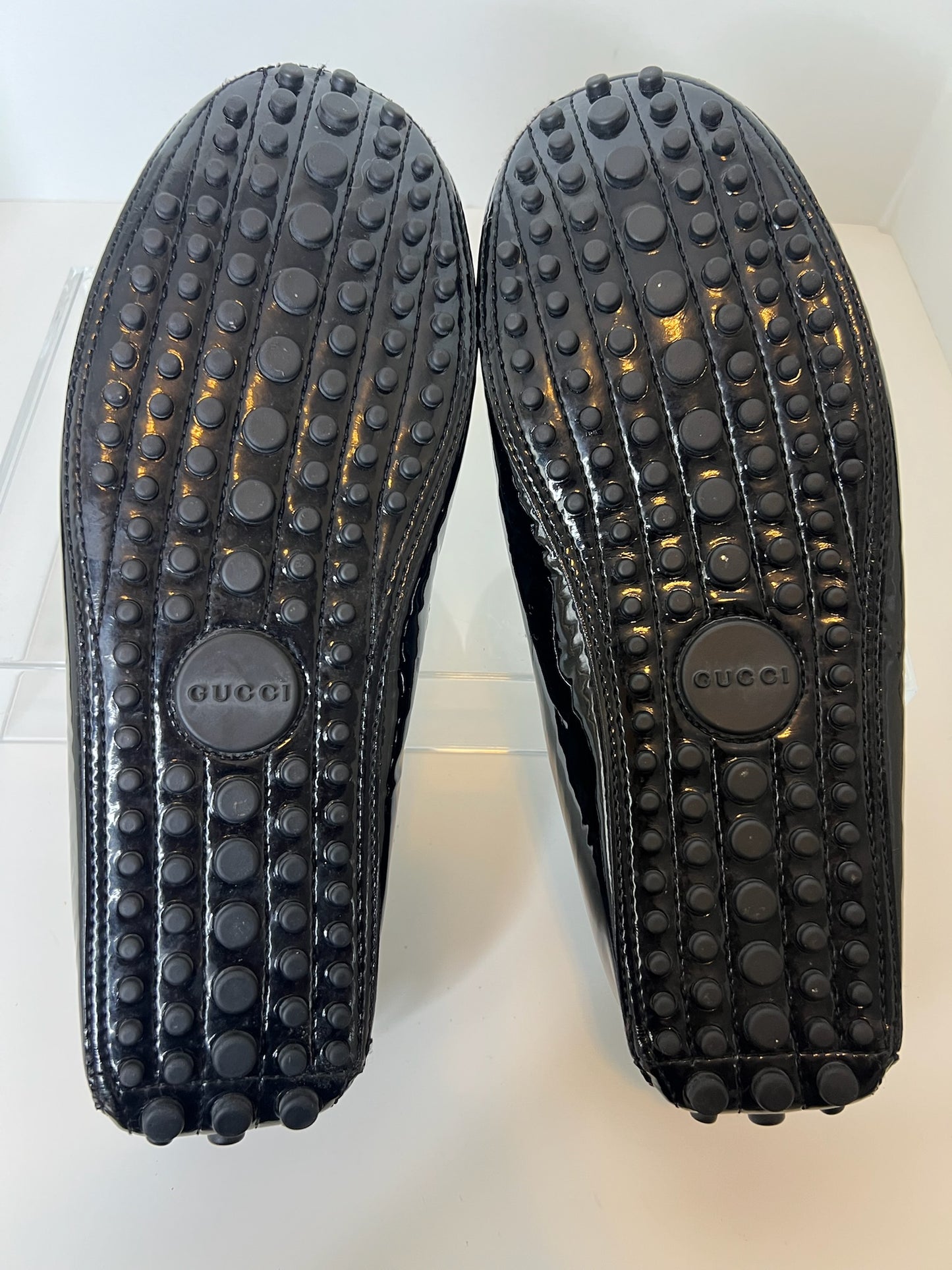 Gucci Black Patent Leather Drivers, Size 9