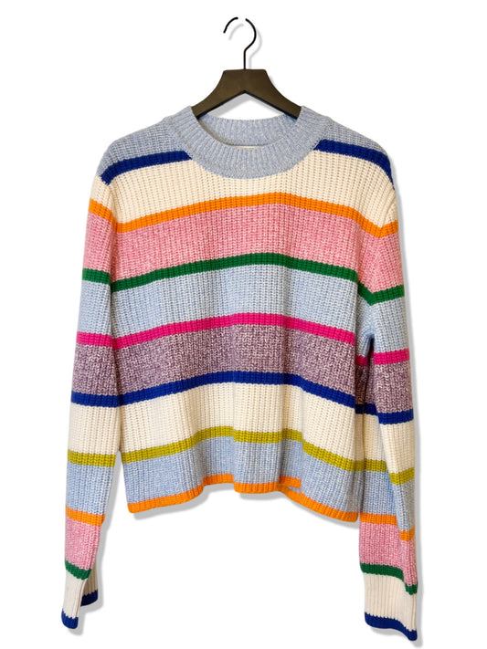 La Ligne Colorful Stripe Crewneck Sweater, Size L