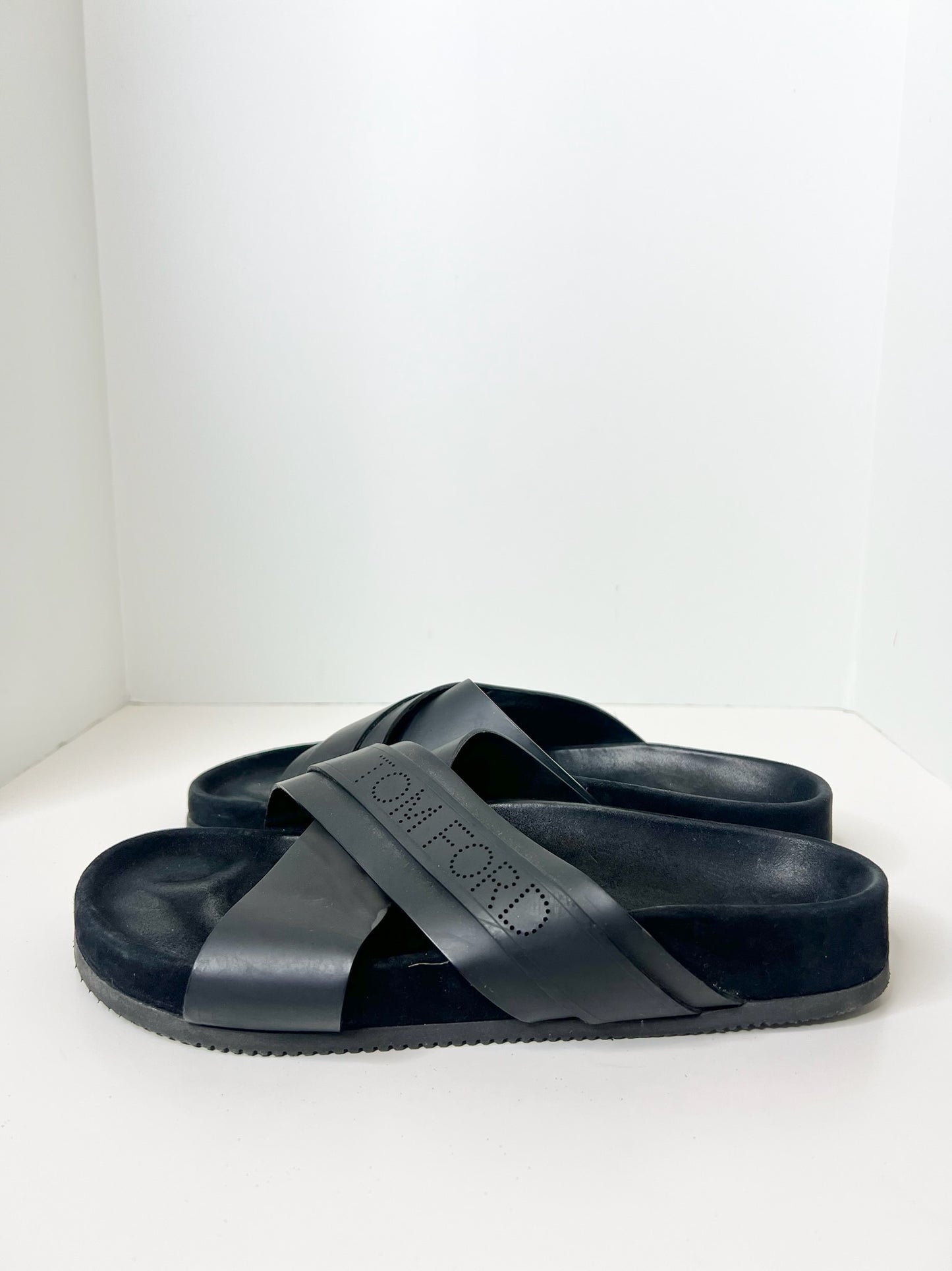 Tom Ford Crossover Strap Slip-On Sandals, Size 9