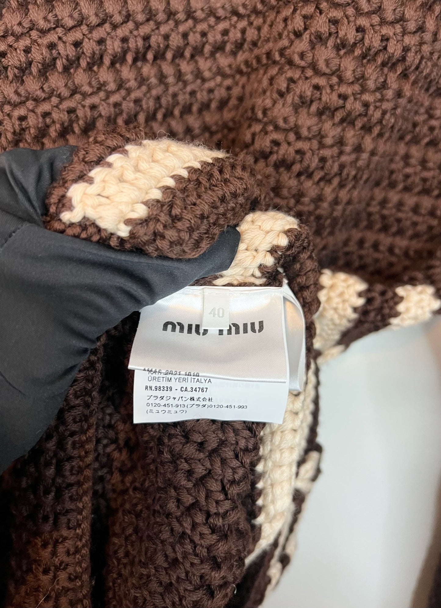 Miu Miu Crochet Knit Sweater, Size 40