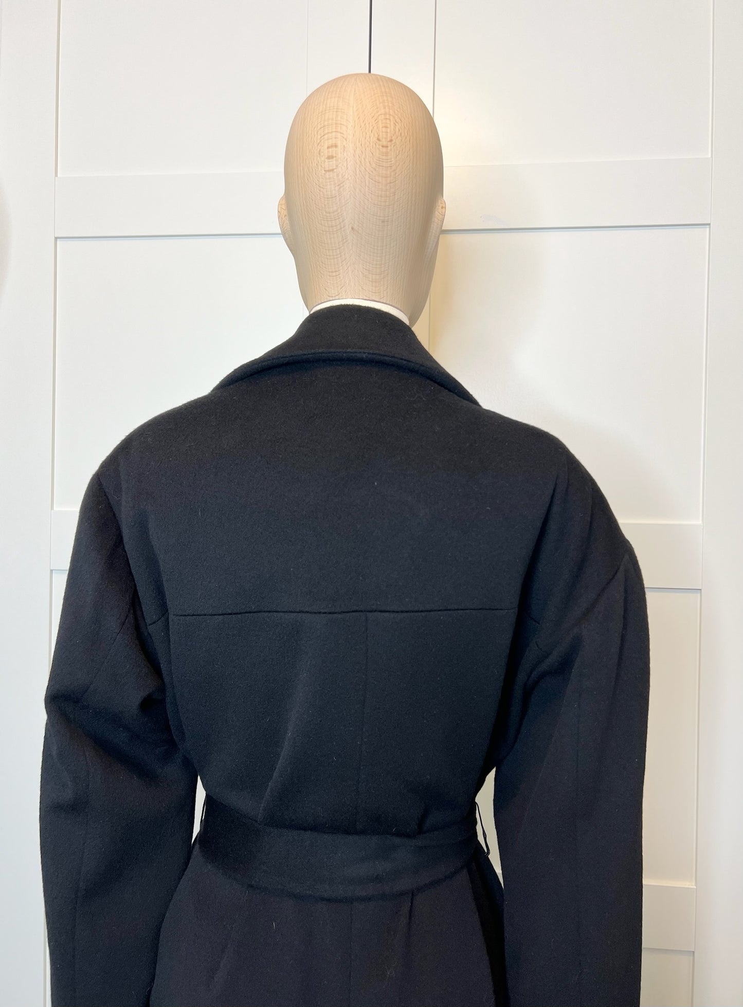 Calvin Klein Black Wool Tie Overcoat, Size 4