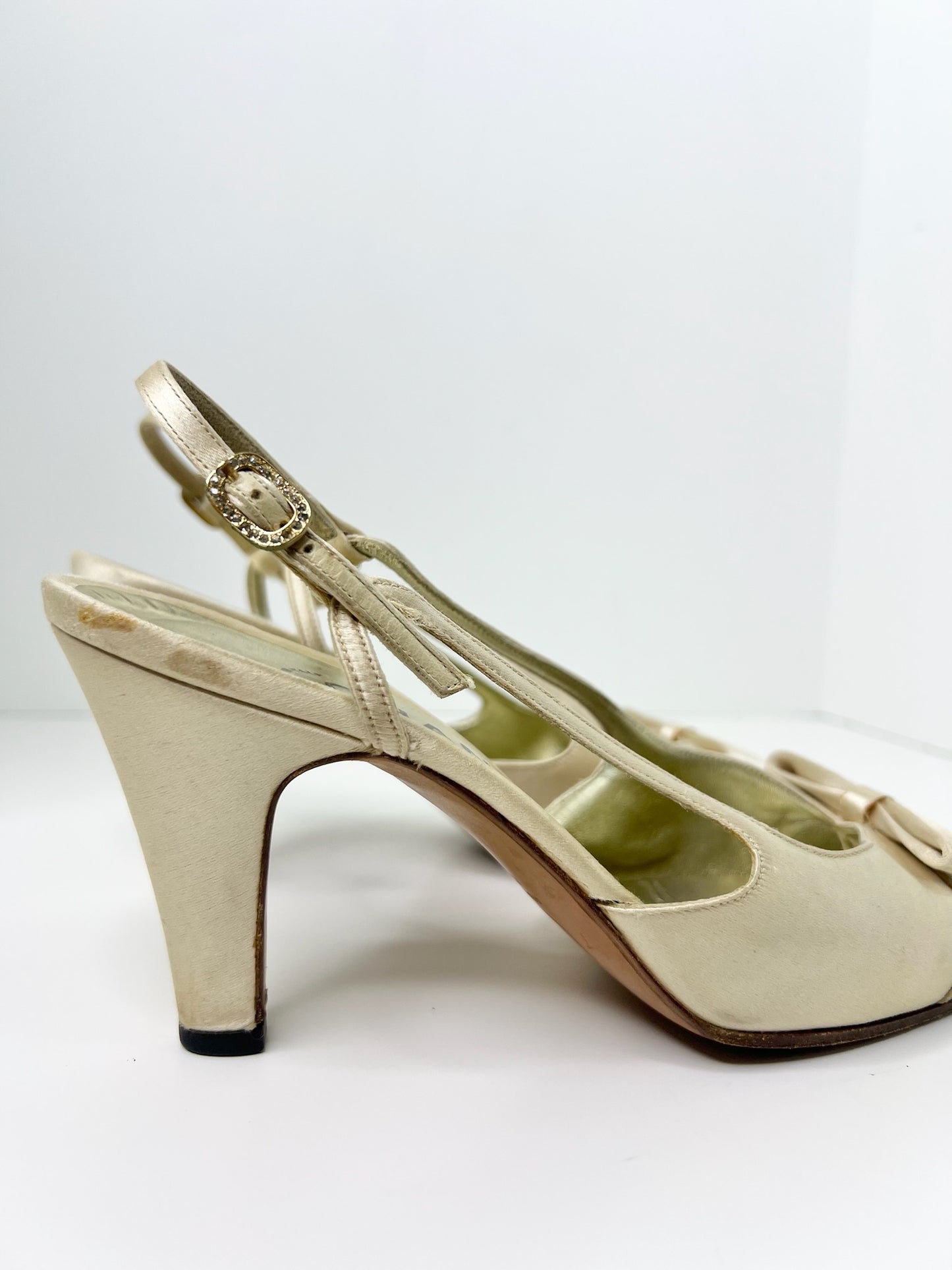 Vintage CHANEL Satin Slingbacks, Size 7