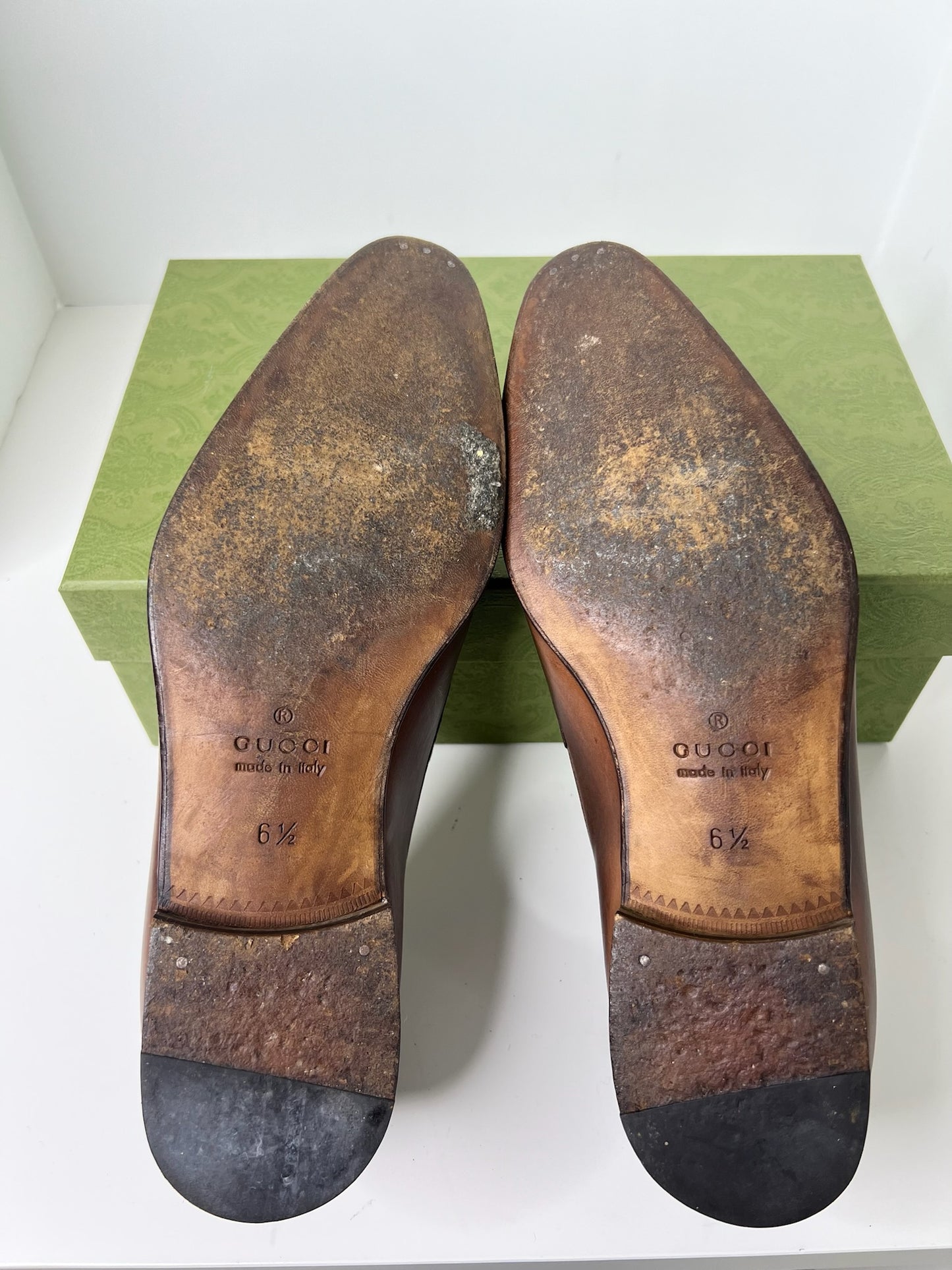 Gucci Horsebit Brown Leather Loafers, Size 6.5