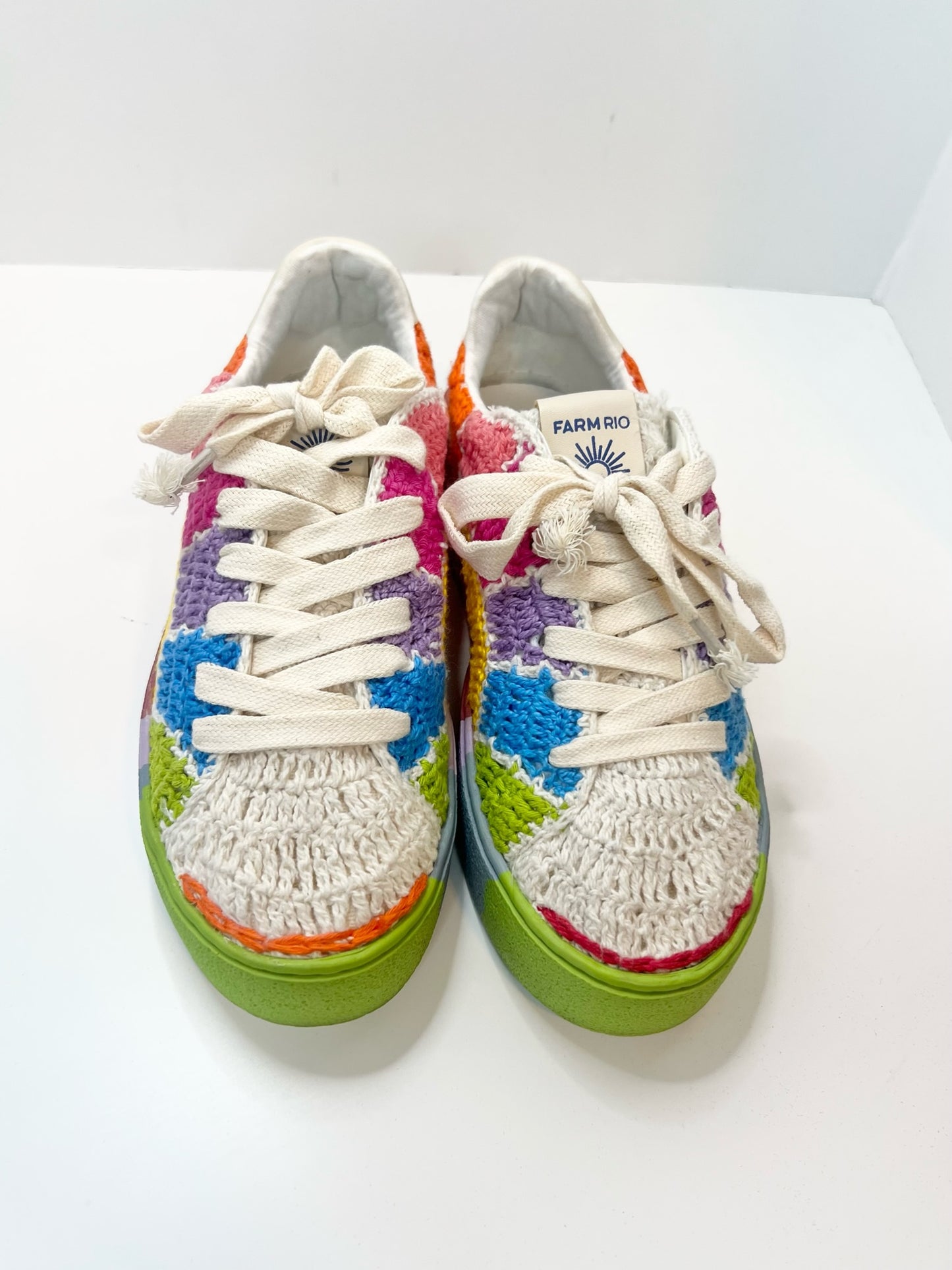 Farm Rio Crochet Sunset Platform Rainbow Sneakers, Size 8