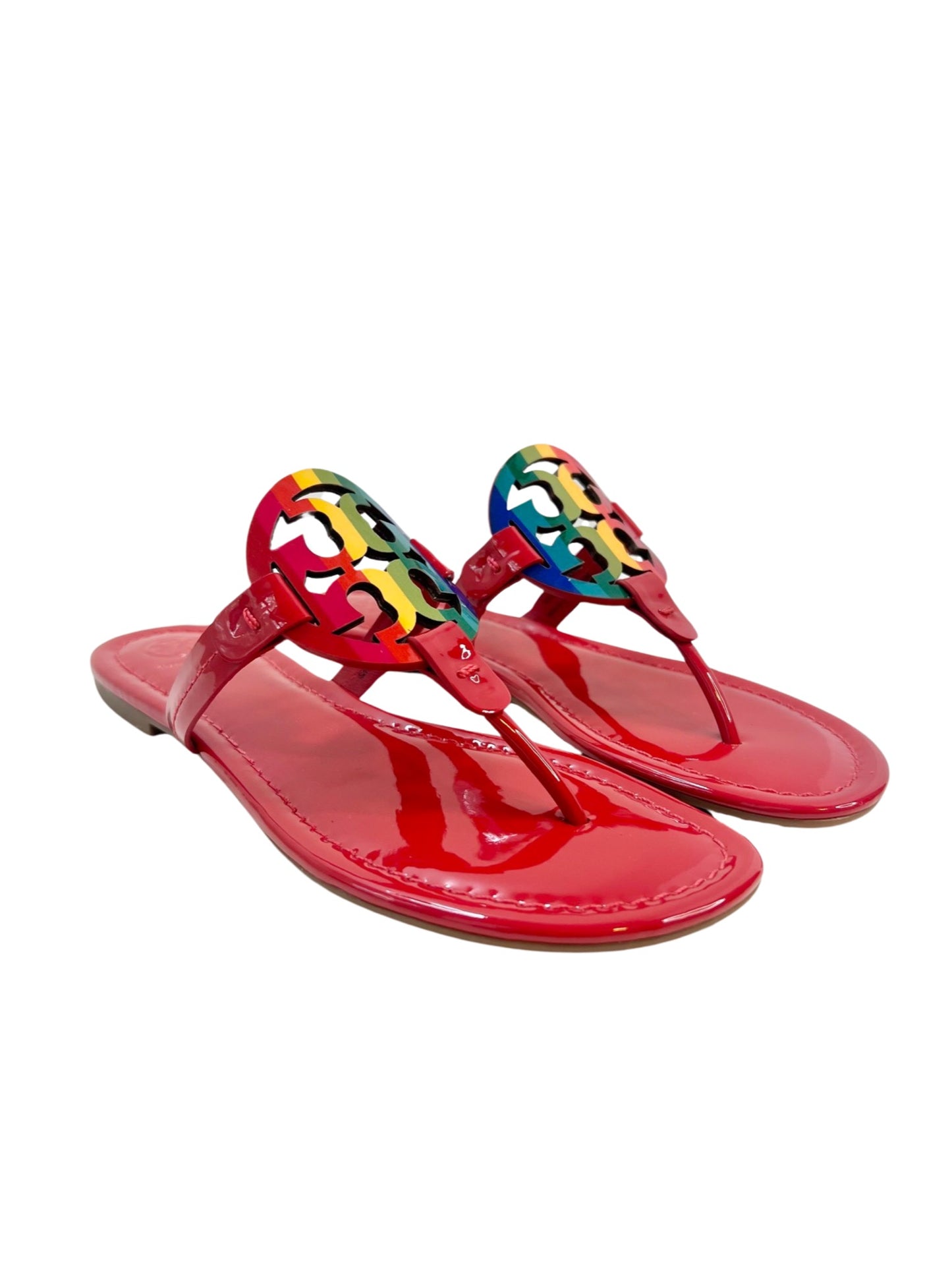 NWT! Tory Burch Miller Bright Rainbow/Ruby Red Sandal, Size 7.5