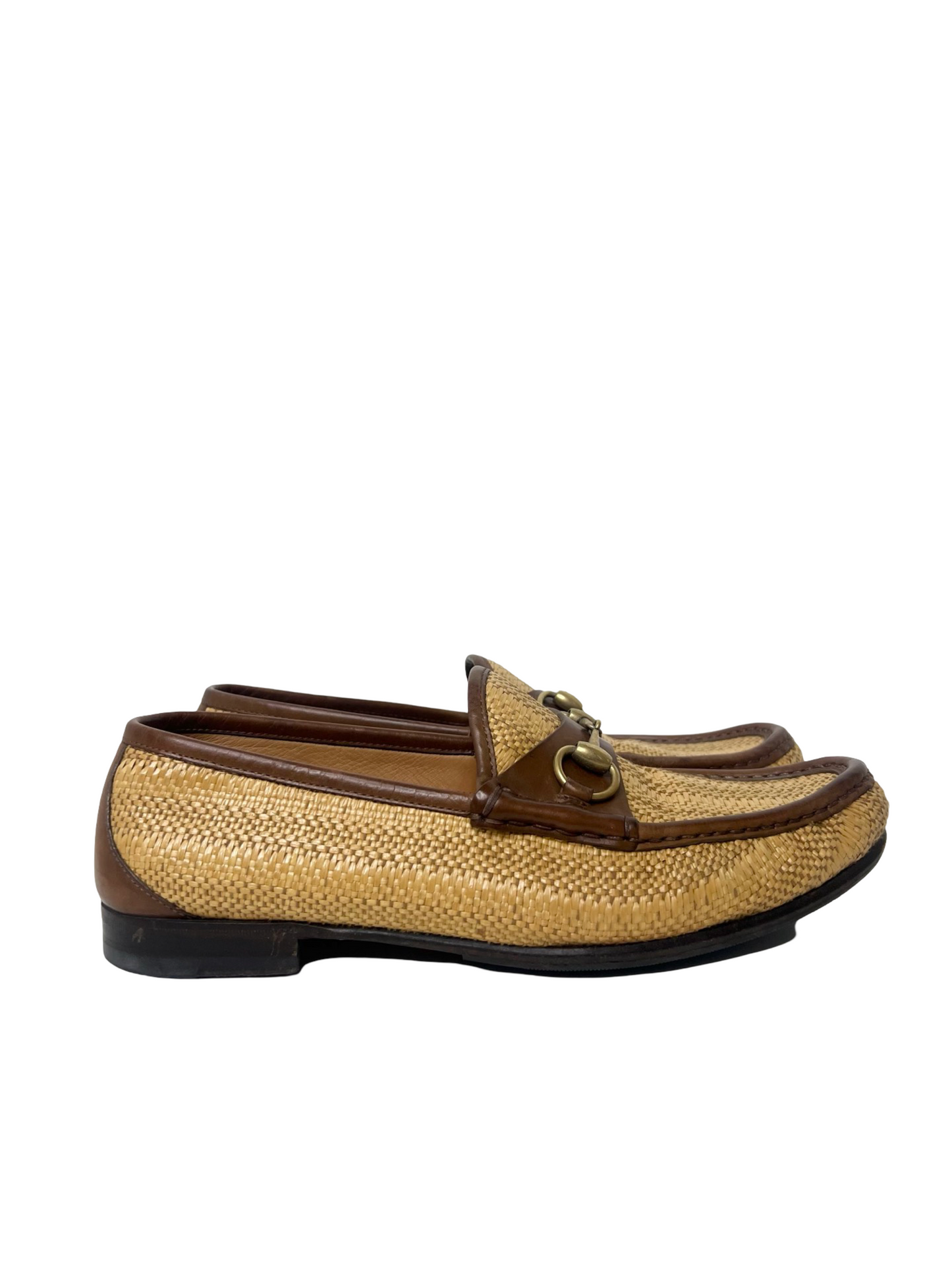 Gucci Horsebit Raffia Loafers, Size 7