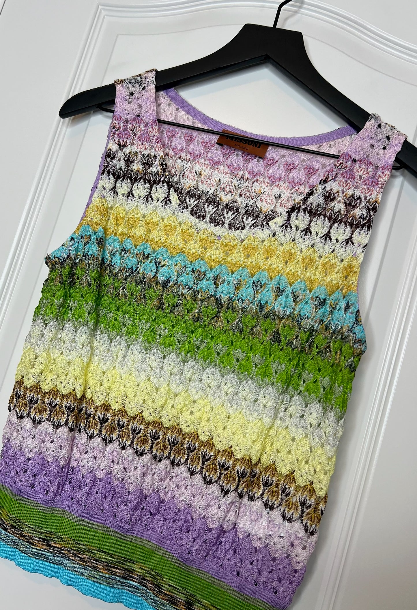 MISSONI Crochet Knit Tank Top, Size 46