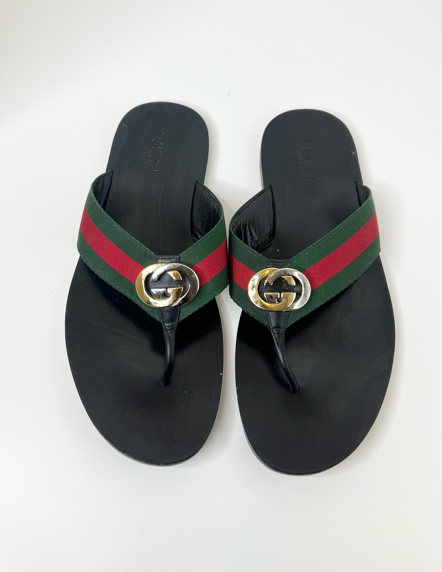 Gucci Men's Thong Sandal with Web, Size 12.5