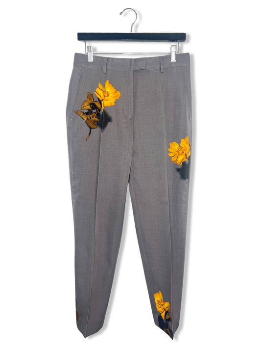 Dries Van Noten Trousers with Floral Print Accents, Size 38