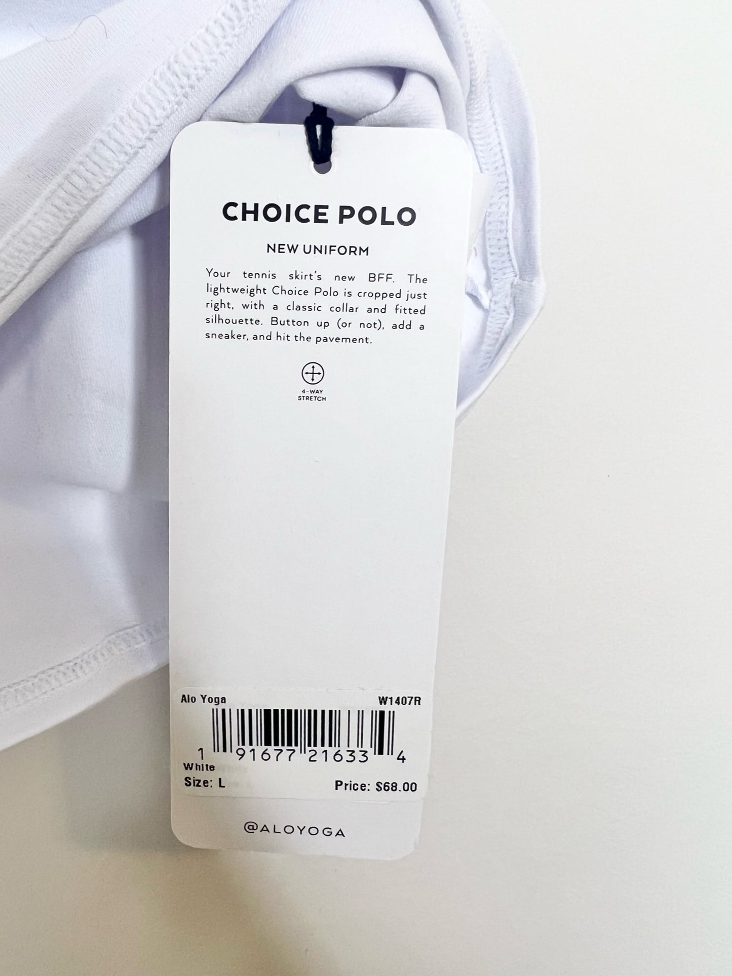 NWT! ALO Yoga Choice Cropped Polo, Size Large