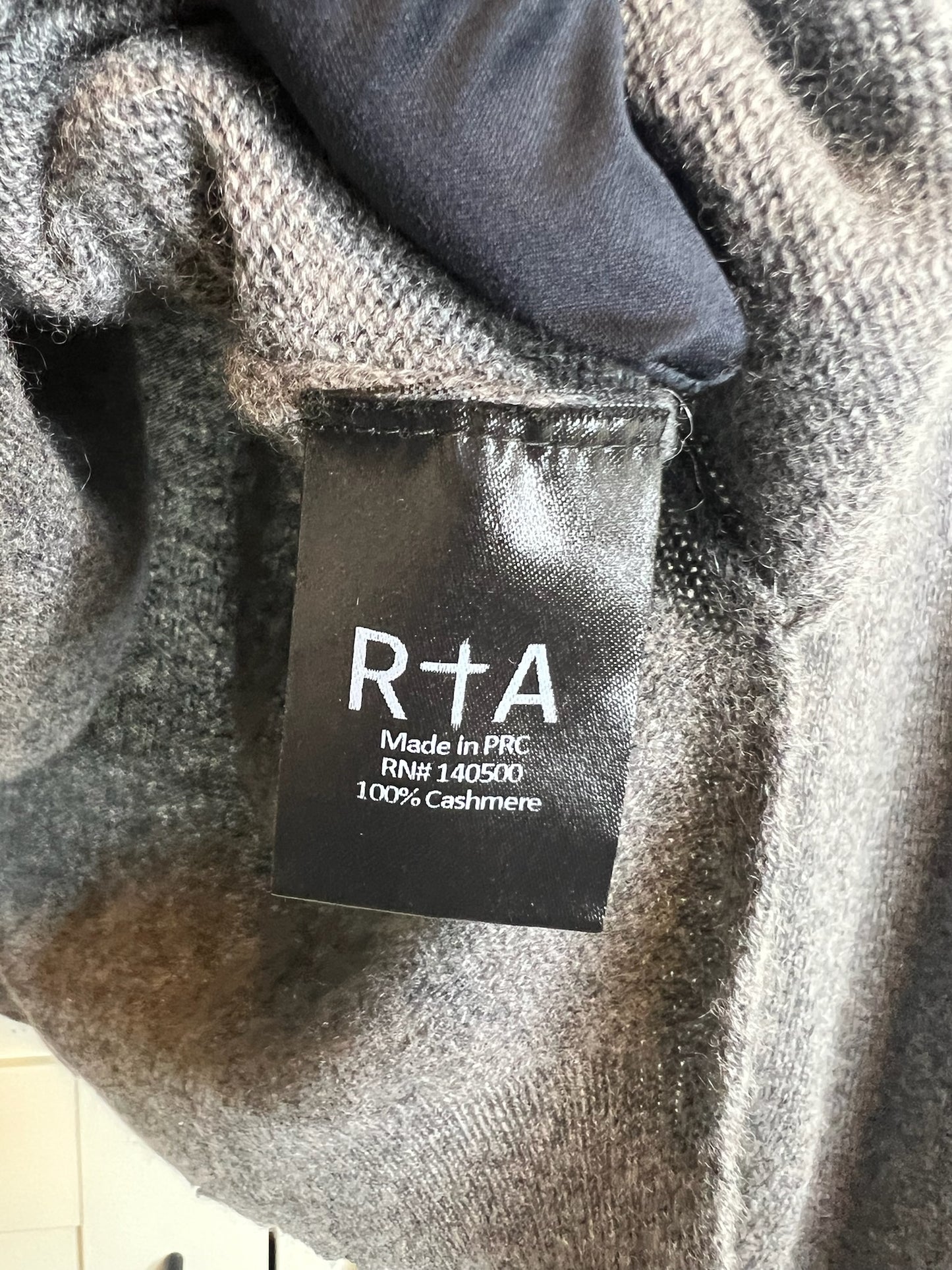 RtA Cashmere Distressed Gray Sweater, Size M