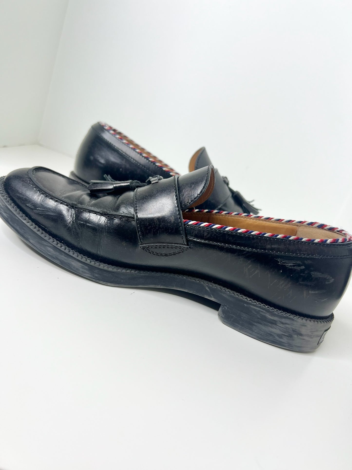 Gucci Leather Tassel Accents Dress Loafers, Size 7