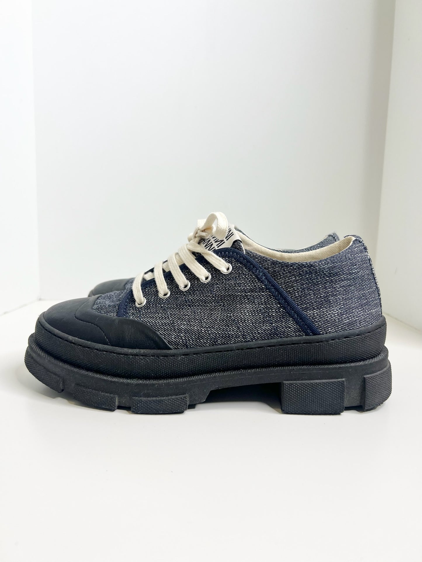 Ganni Denim Low-top Sneakers, Size 39