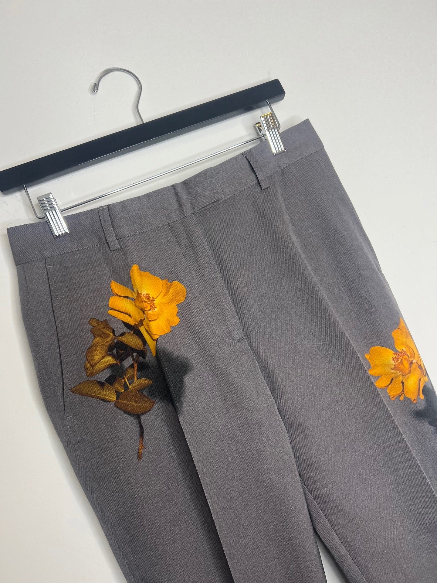 Dries Van Noten Trousers with Floral Print Accents, Size 38