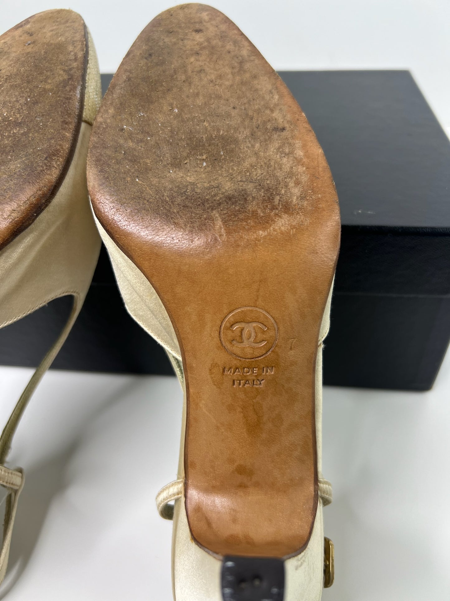 Vintage CHANEL Satin Slingbacks, Size 7