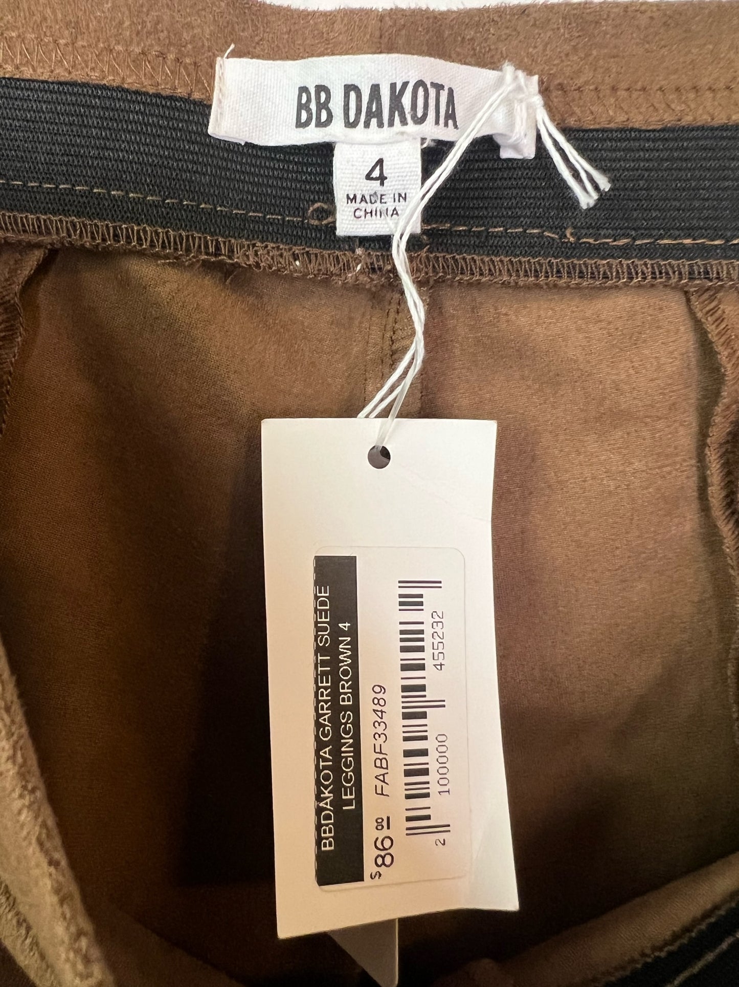 NWT! BB Dakota Garrett Suede Leggings, Size 4