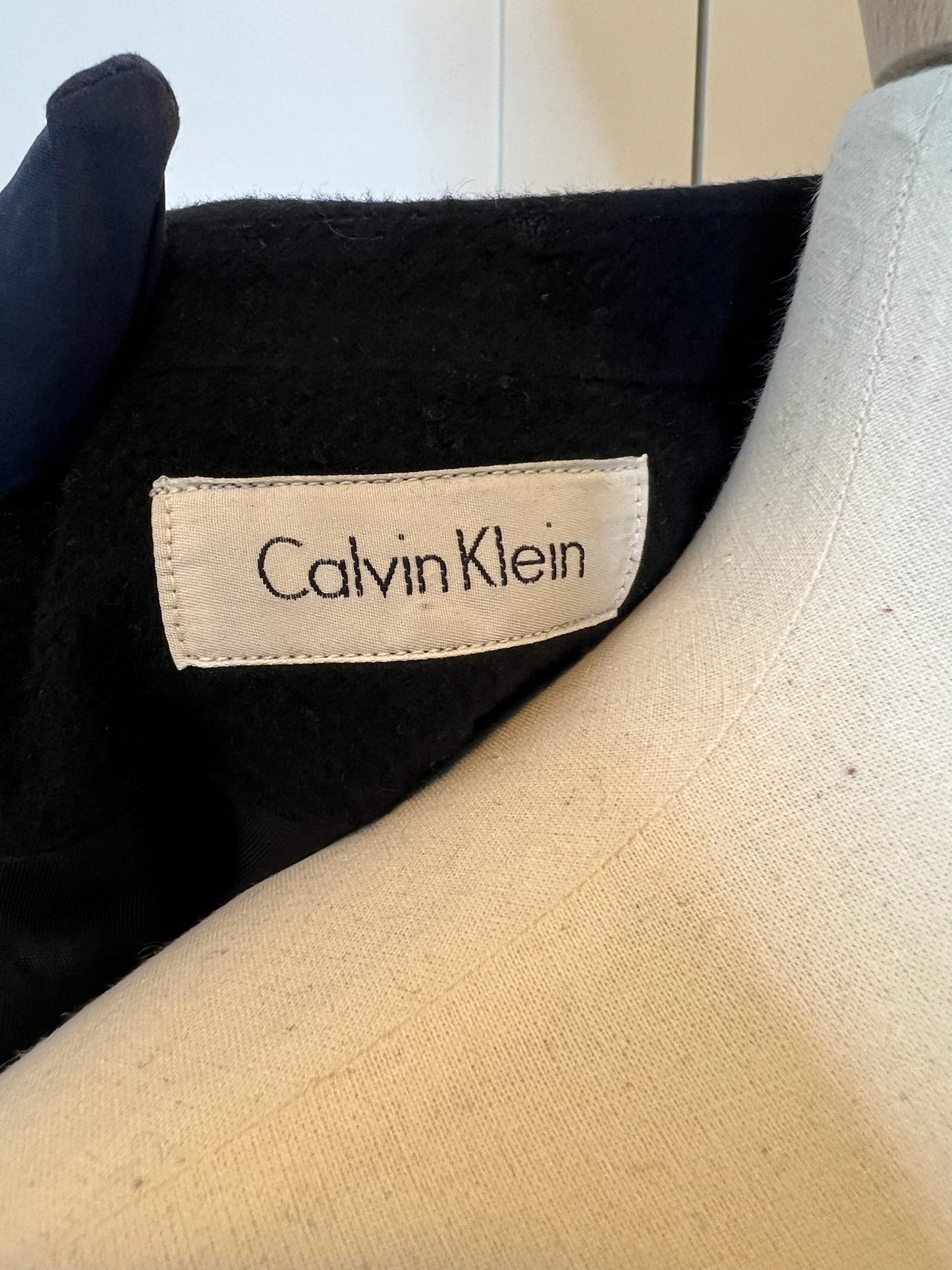 Calvin Klein Black Wool Tie Overcoat, Size 4