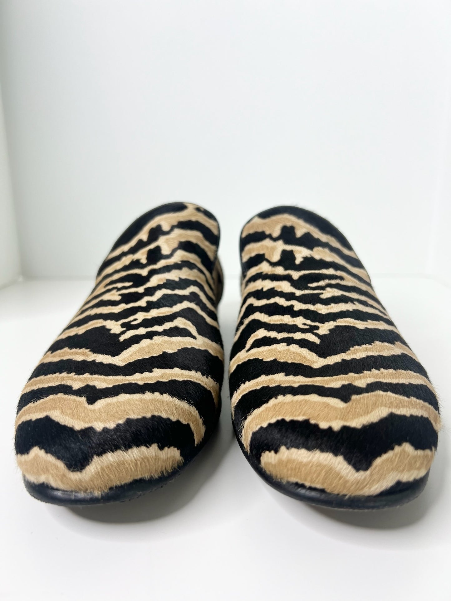 Gucci Pony Hair Black & Tan Zebra Print Loafers, Size 7