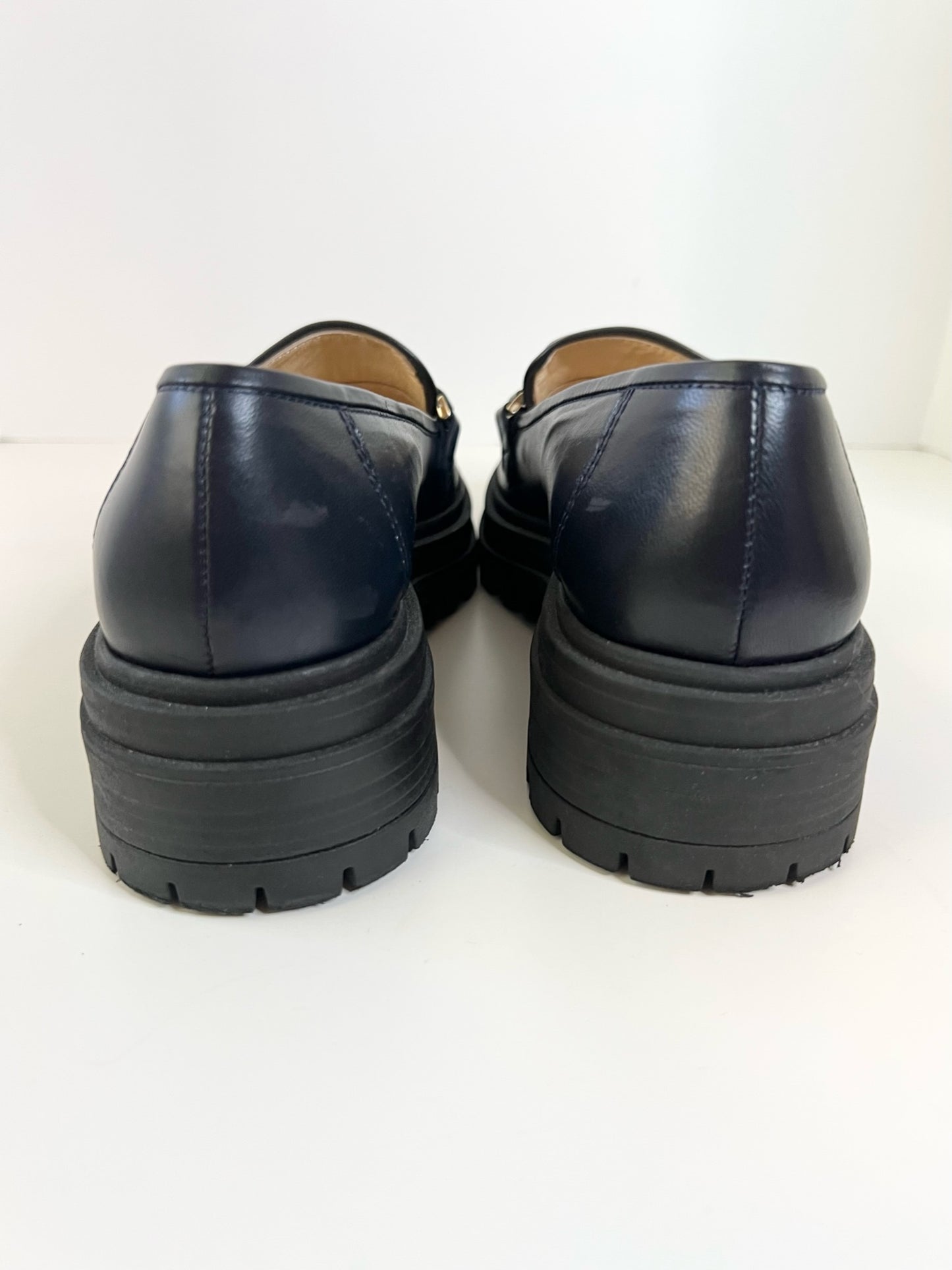 Tila March Paris Henri Leather Loafers Navy, Size 38