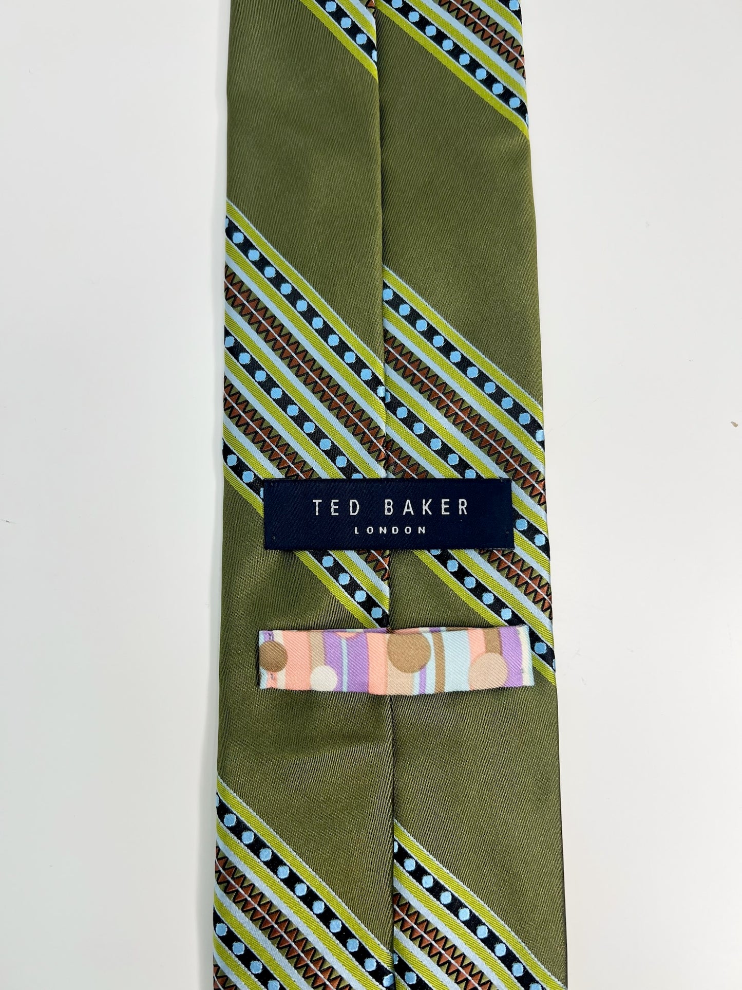 Ted Baker Green Striped Silk Tie