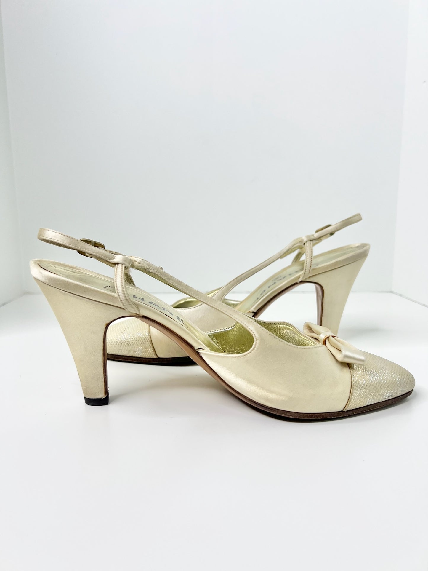 Vintage CHANEL Satin Slingbacks, Size 7