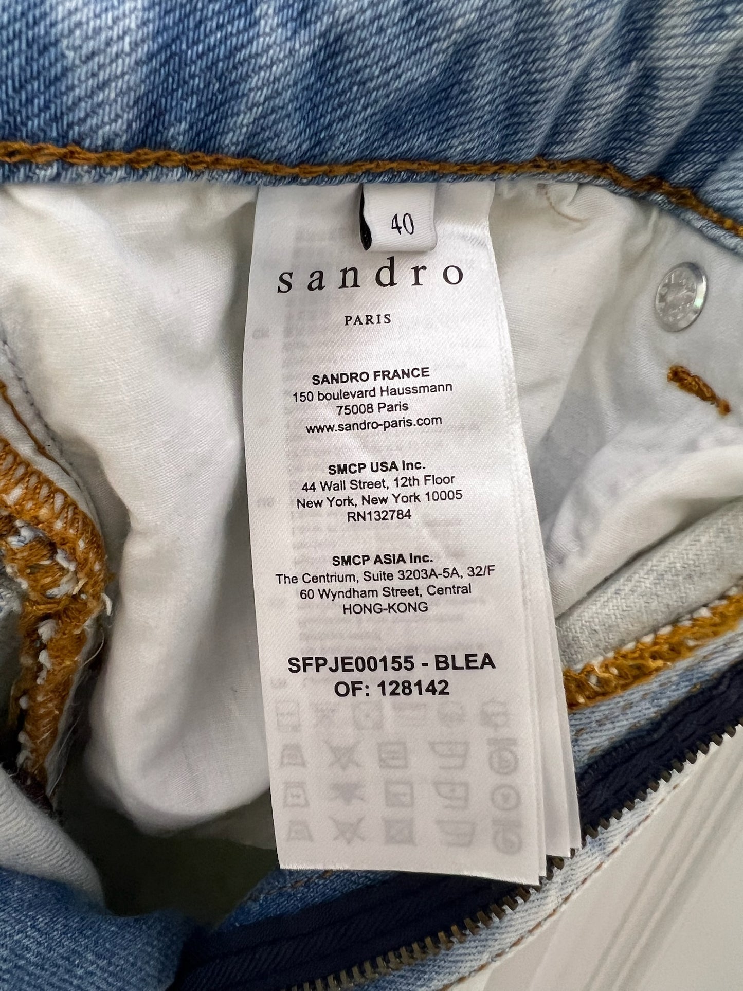 Sandro High-Rise Straight Leg Jeans, Size 40