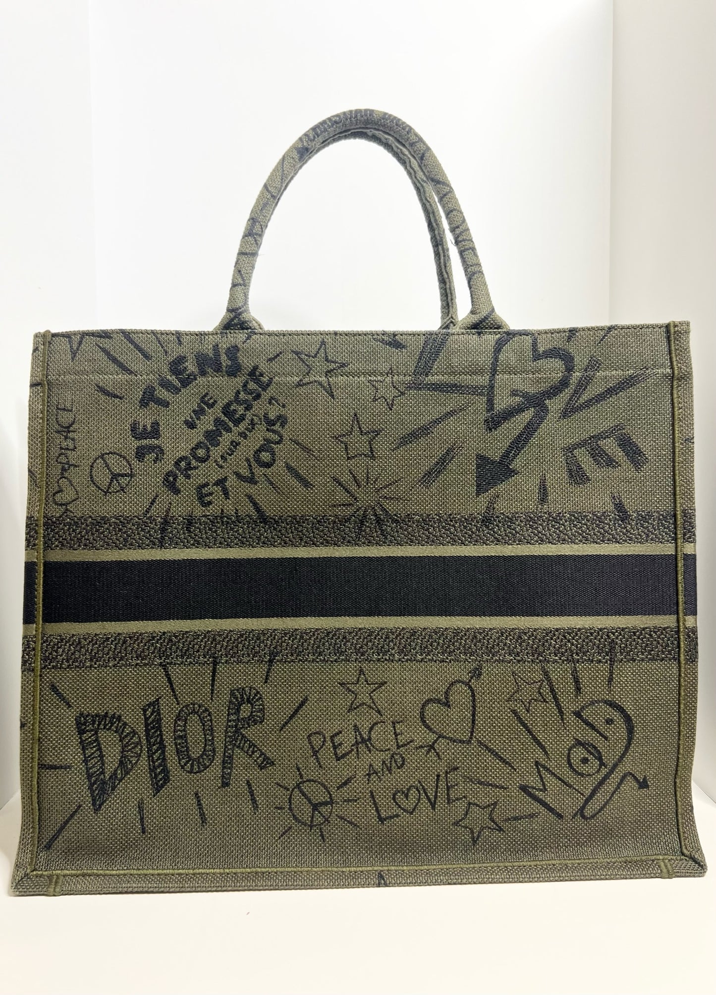 Christian Dior Large Graffiti Book Tote, Green