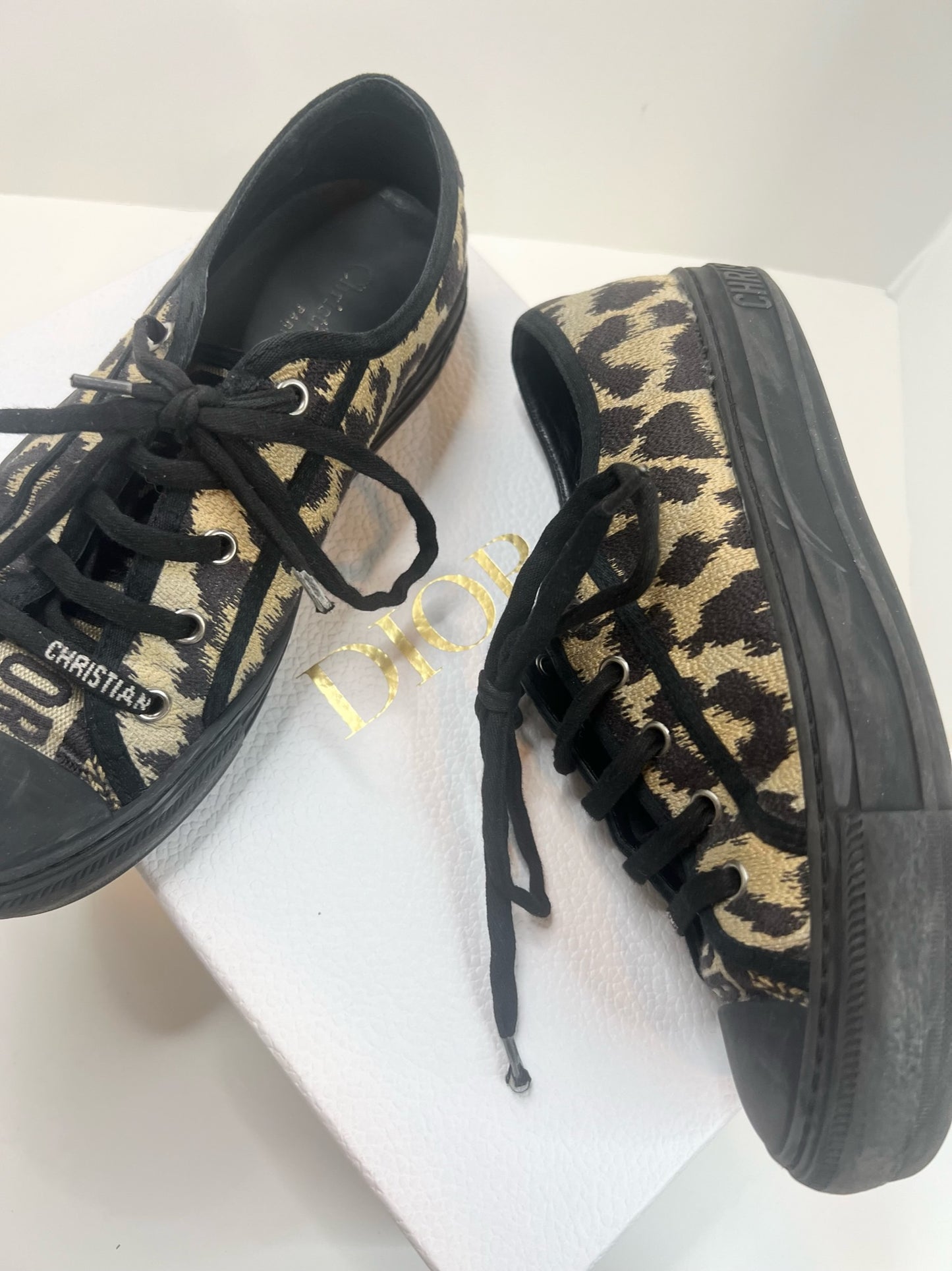 Christian Dior Walk’N'Dior Leopard Sneaker, Size 37