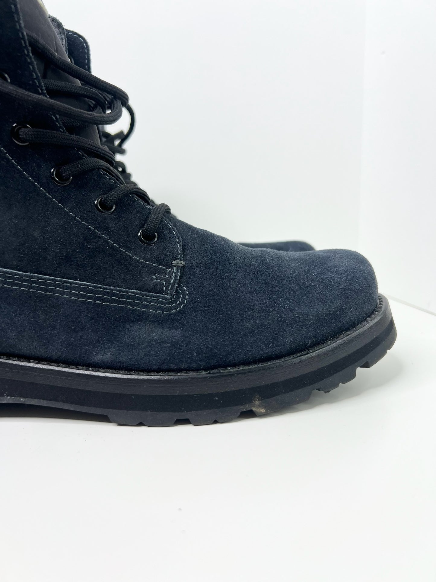 Monclear Navy Suede Combat Boots, Size 45