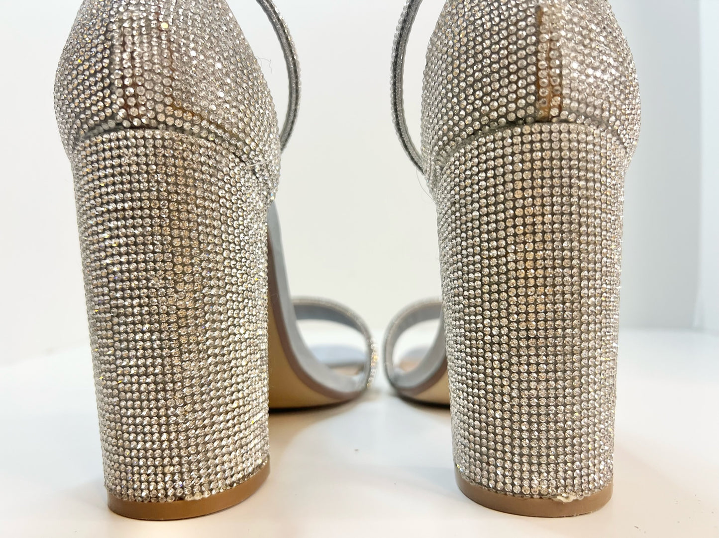 Steve Madden Carrson Silver Heel Sandals, Size 7.5