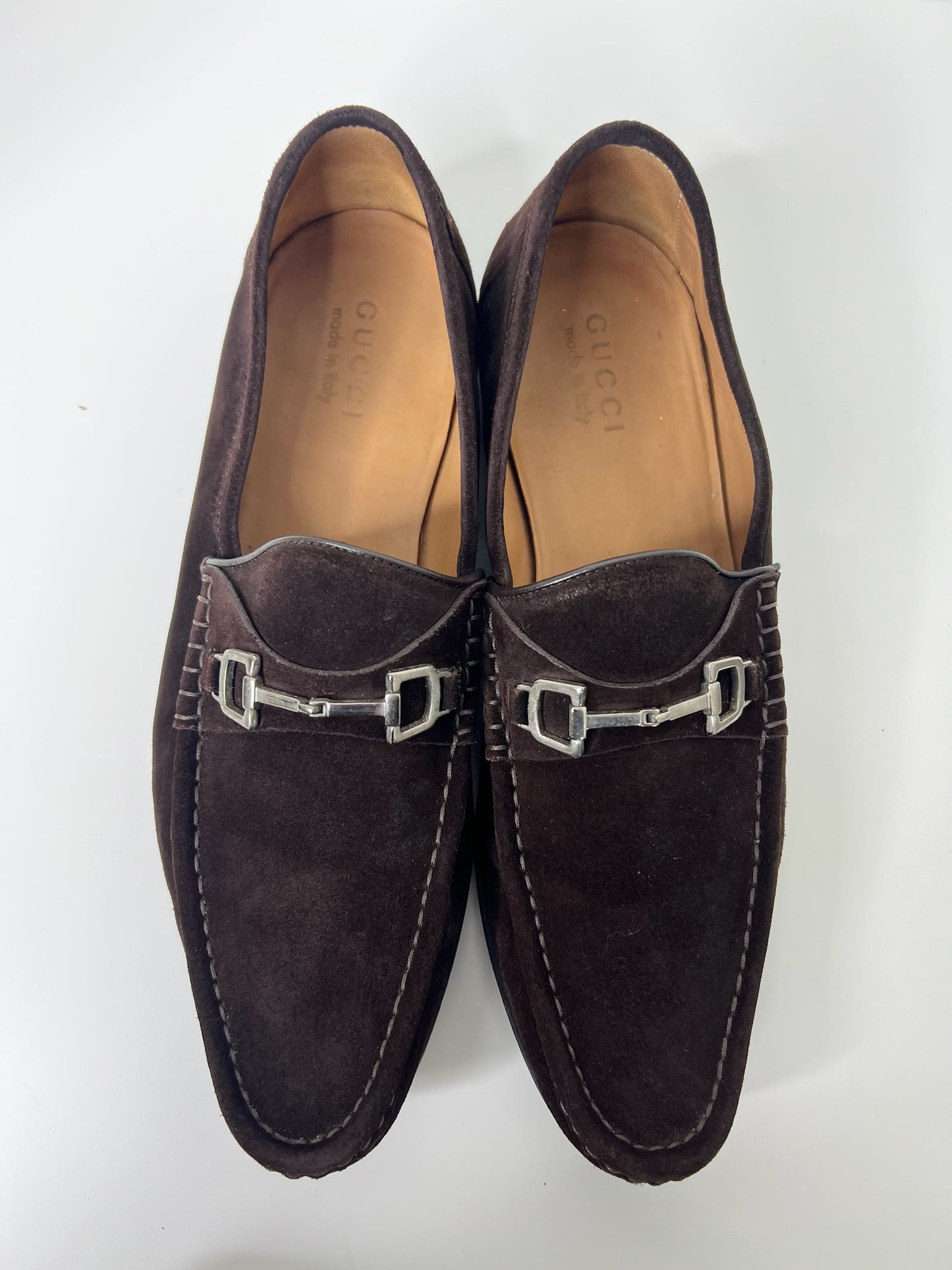 Gucci Brown Suede Horsebit Loafers, Size 9