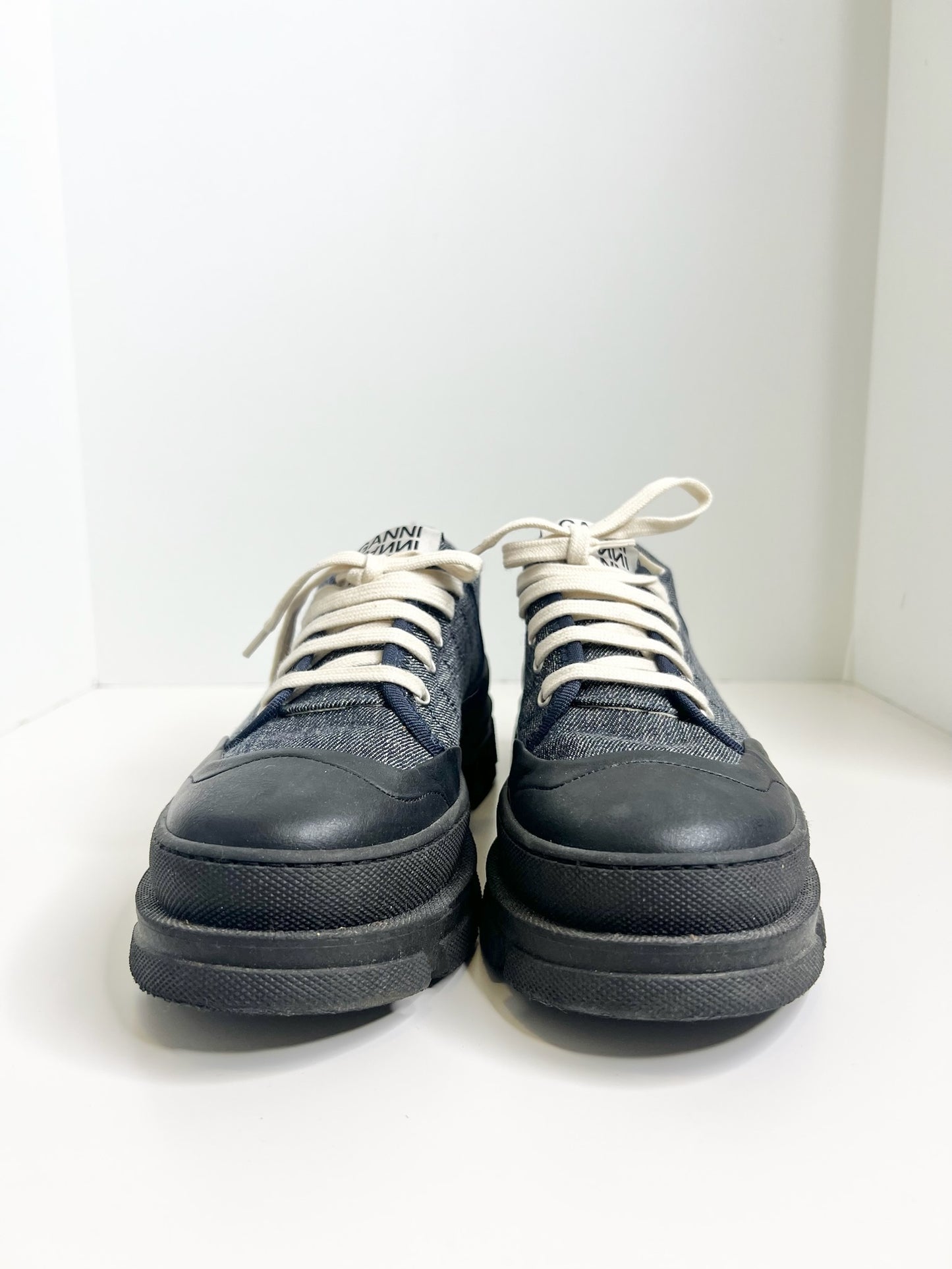 Ganni Denim Low-top Sneakers, Size 39