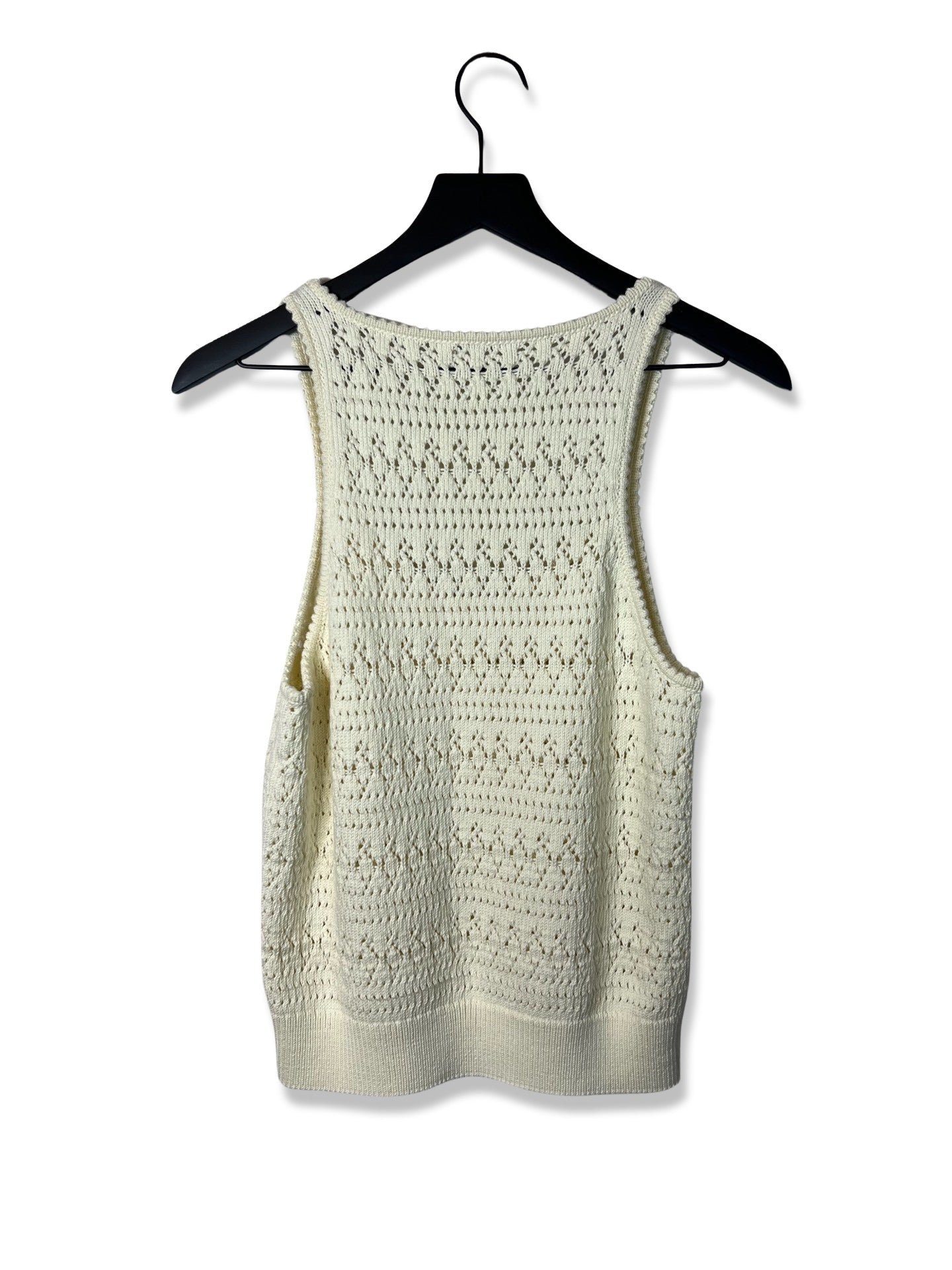 Celine Crochet Cotton Tank Top, Size Large