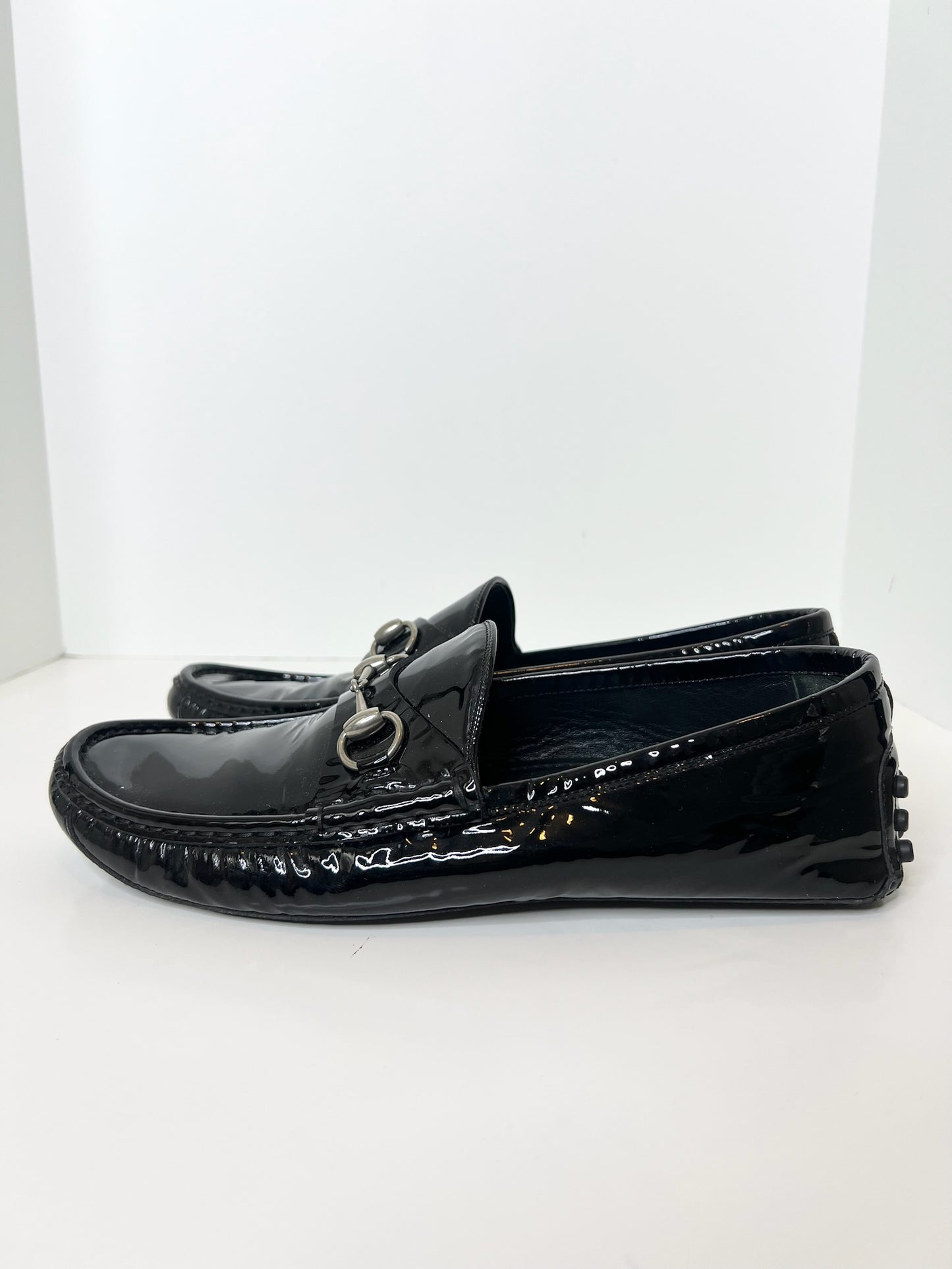 Gucci Black Patent Leather Drivers, Size 9