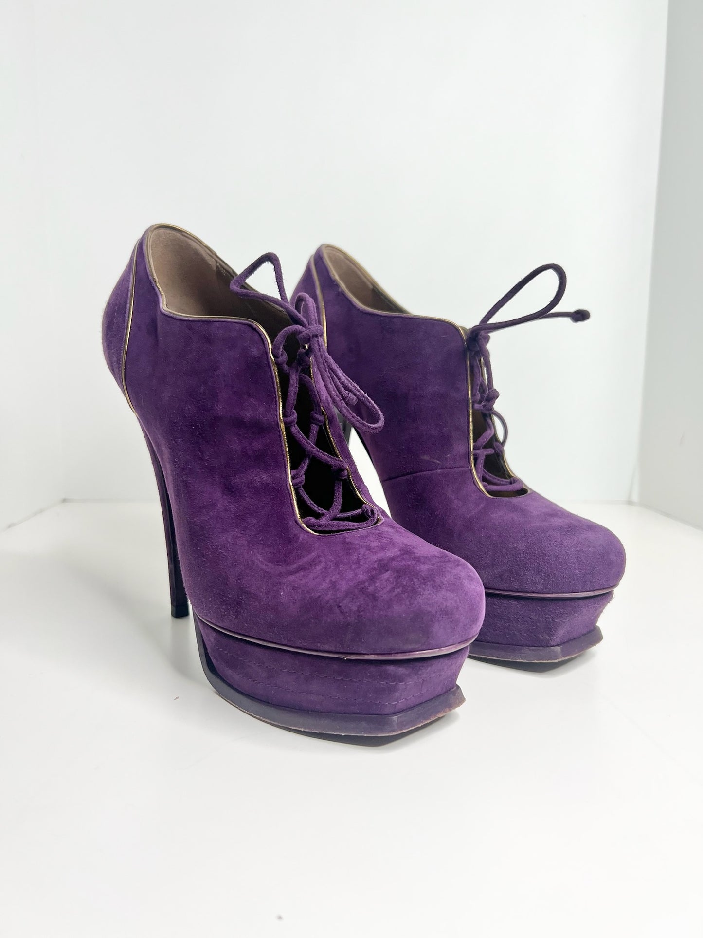 YSL Tribute 105 Platform Ankle Boots, Size 37.5