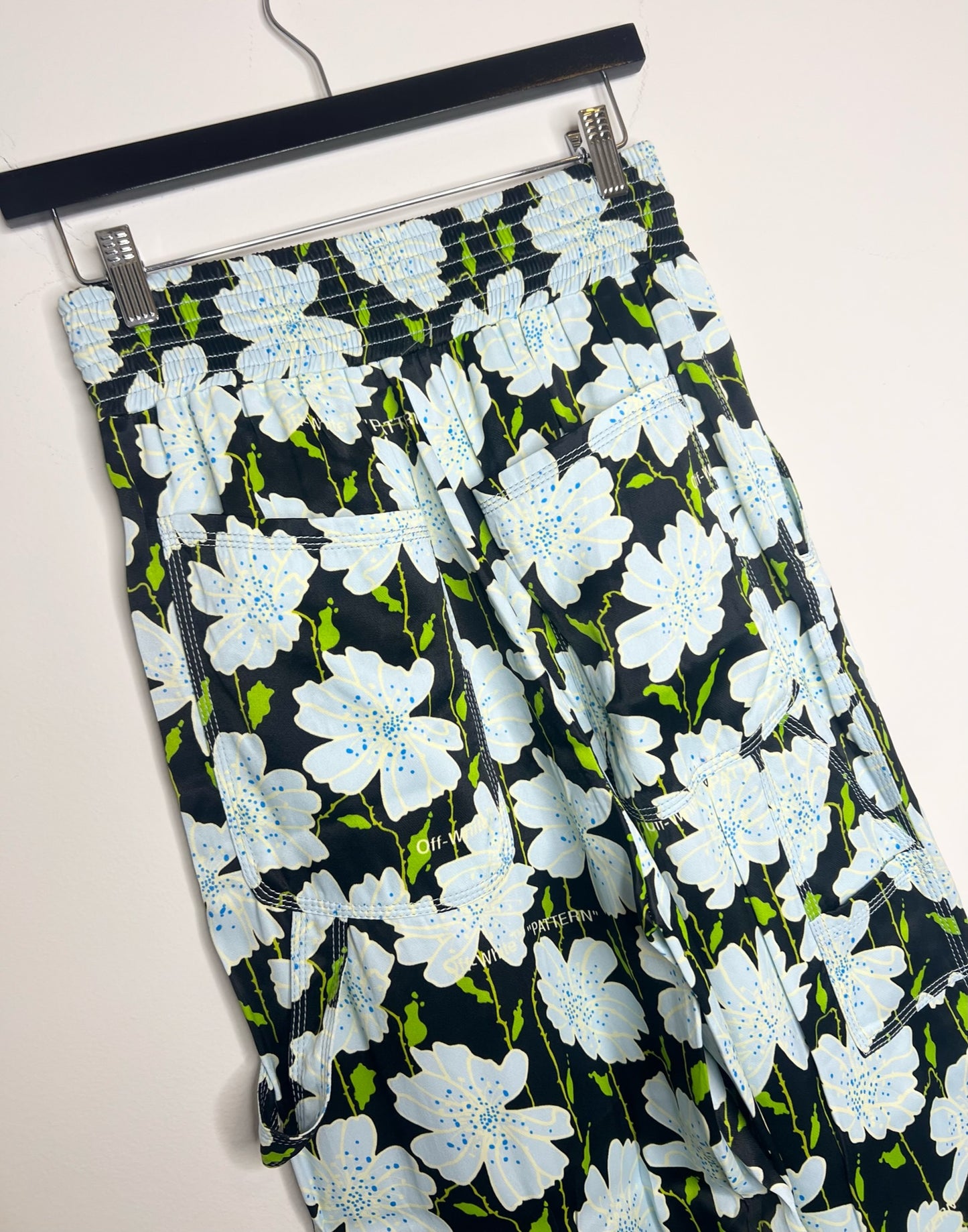 NWT! Off-White Silk Floral Printed Trousers, Size 40