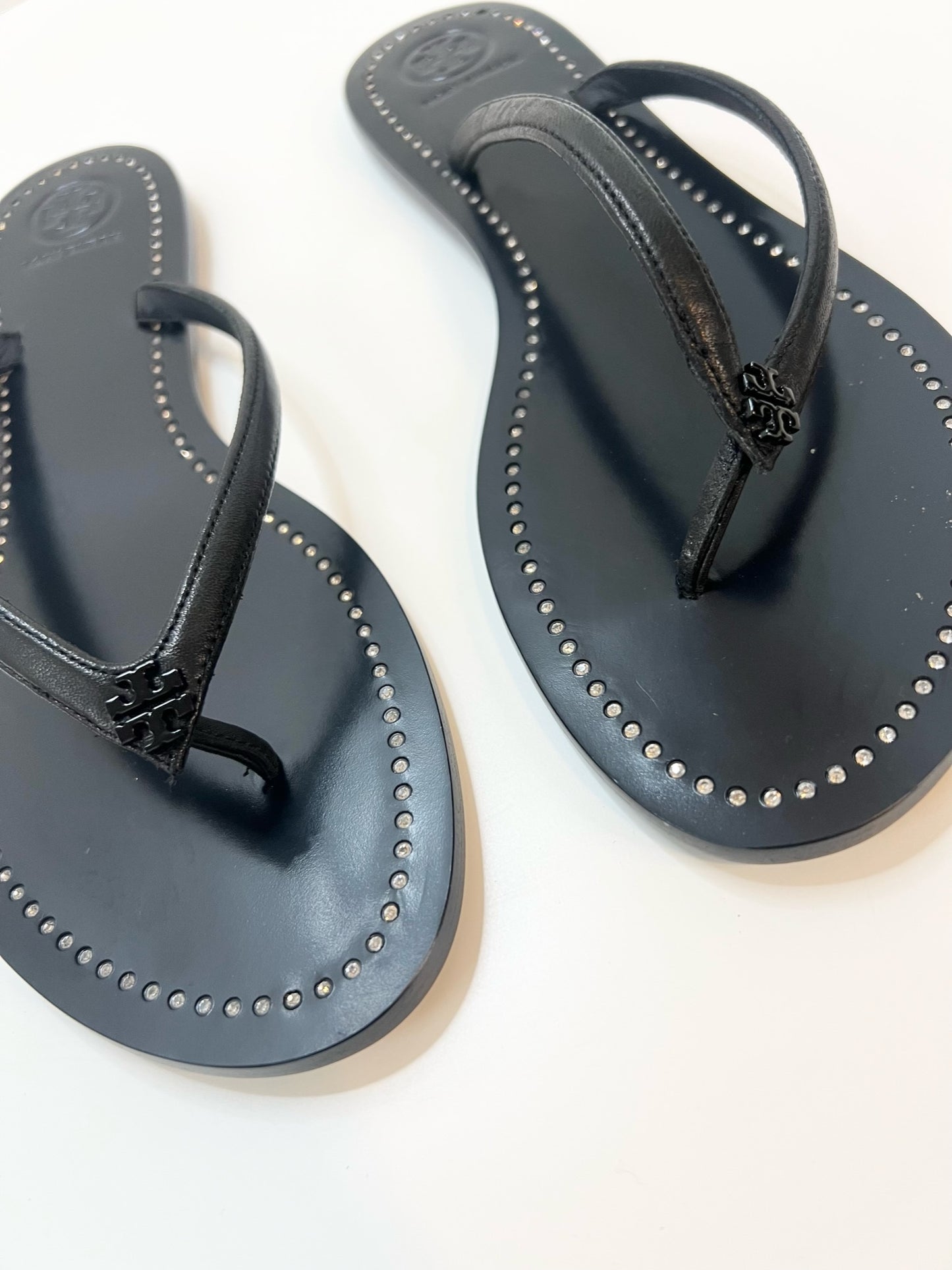 NWT! Tory Burch Black Liana Thong Sandal, Size 9