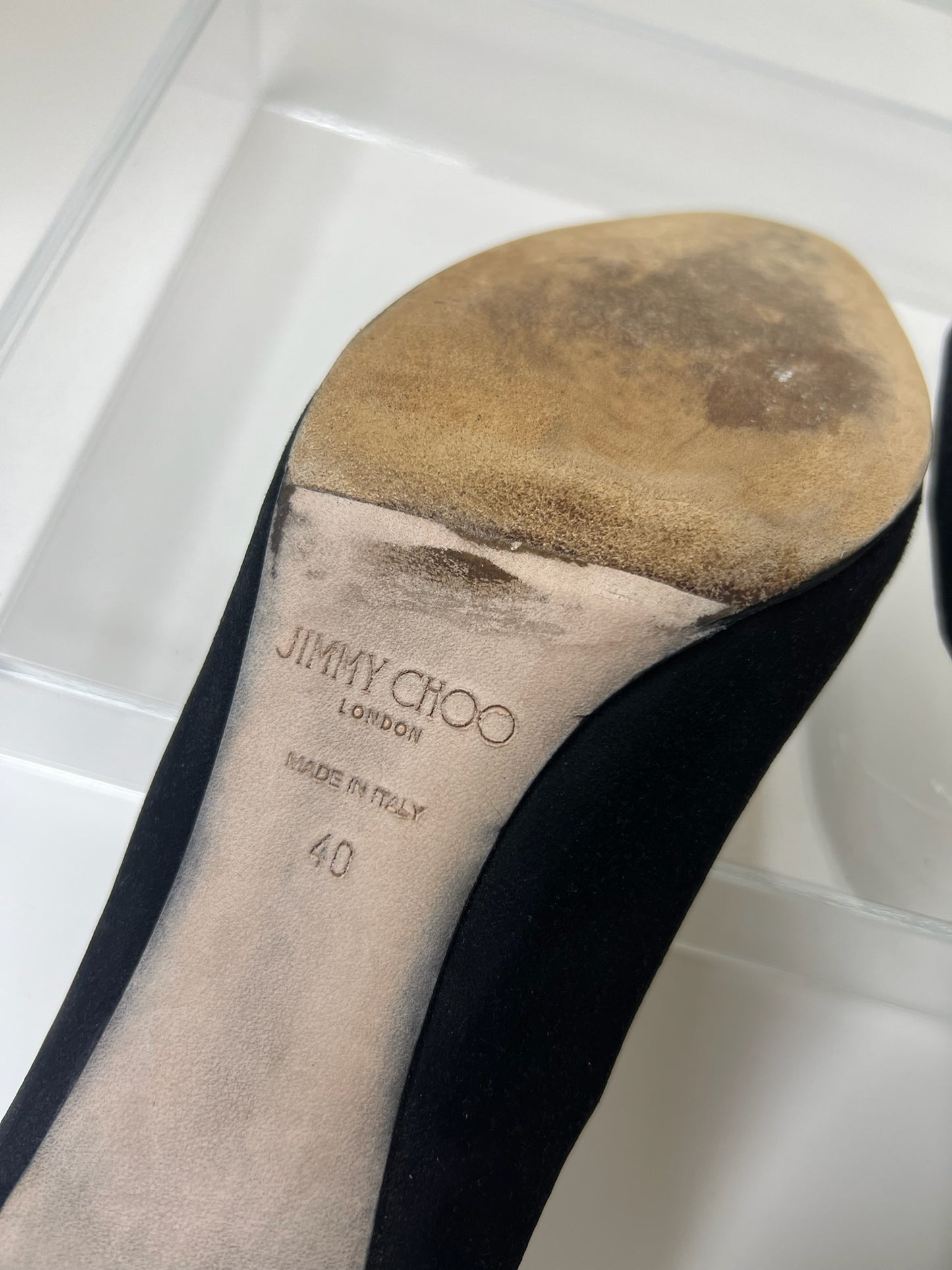 Jimmy Choo Black Suede Romy Pump, Size 40