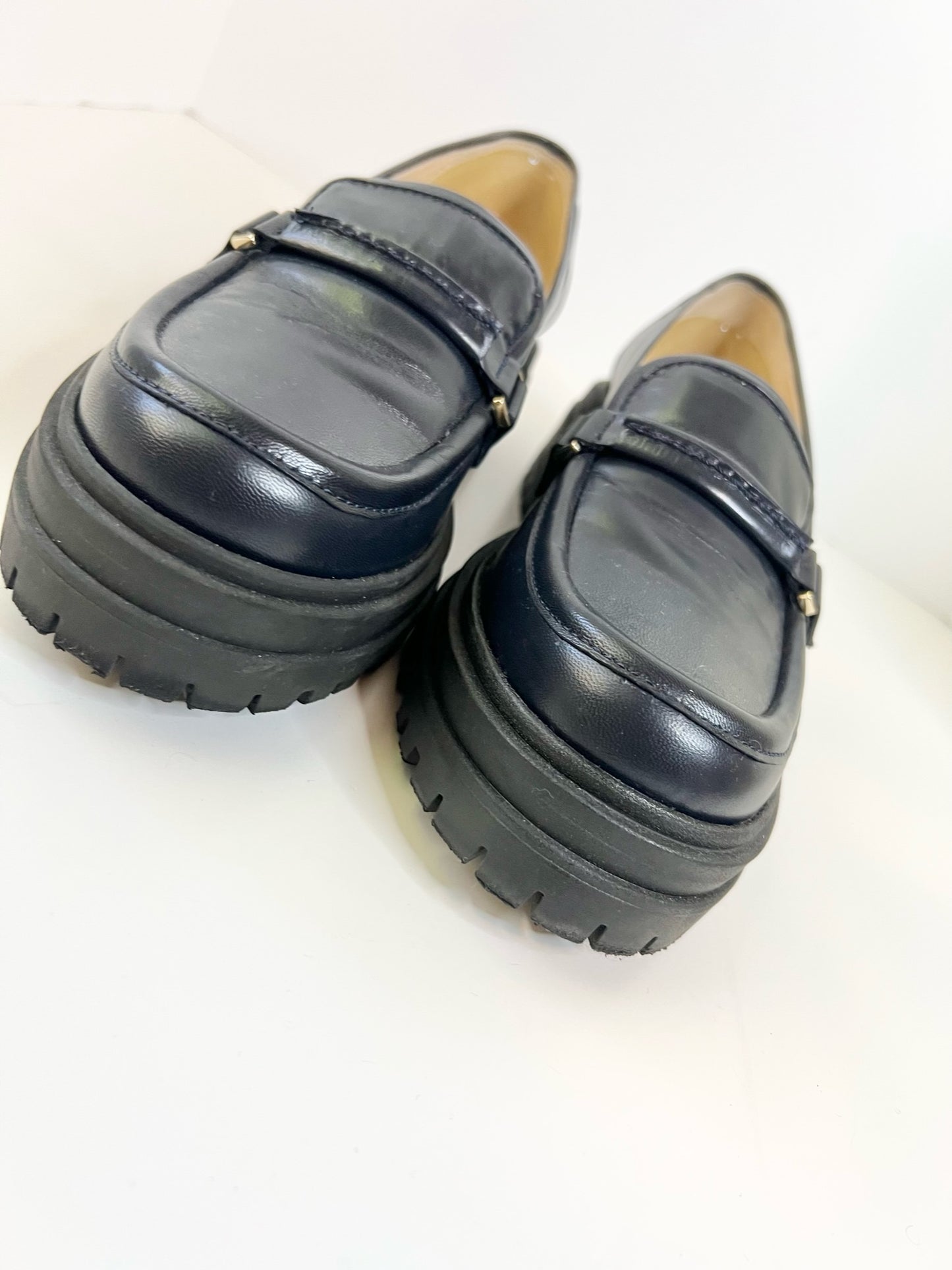 Tila March Paris Henri Leather Loafers Navy, Size 38