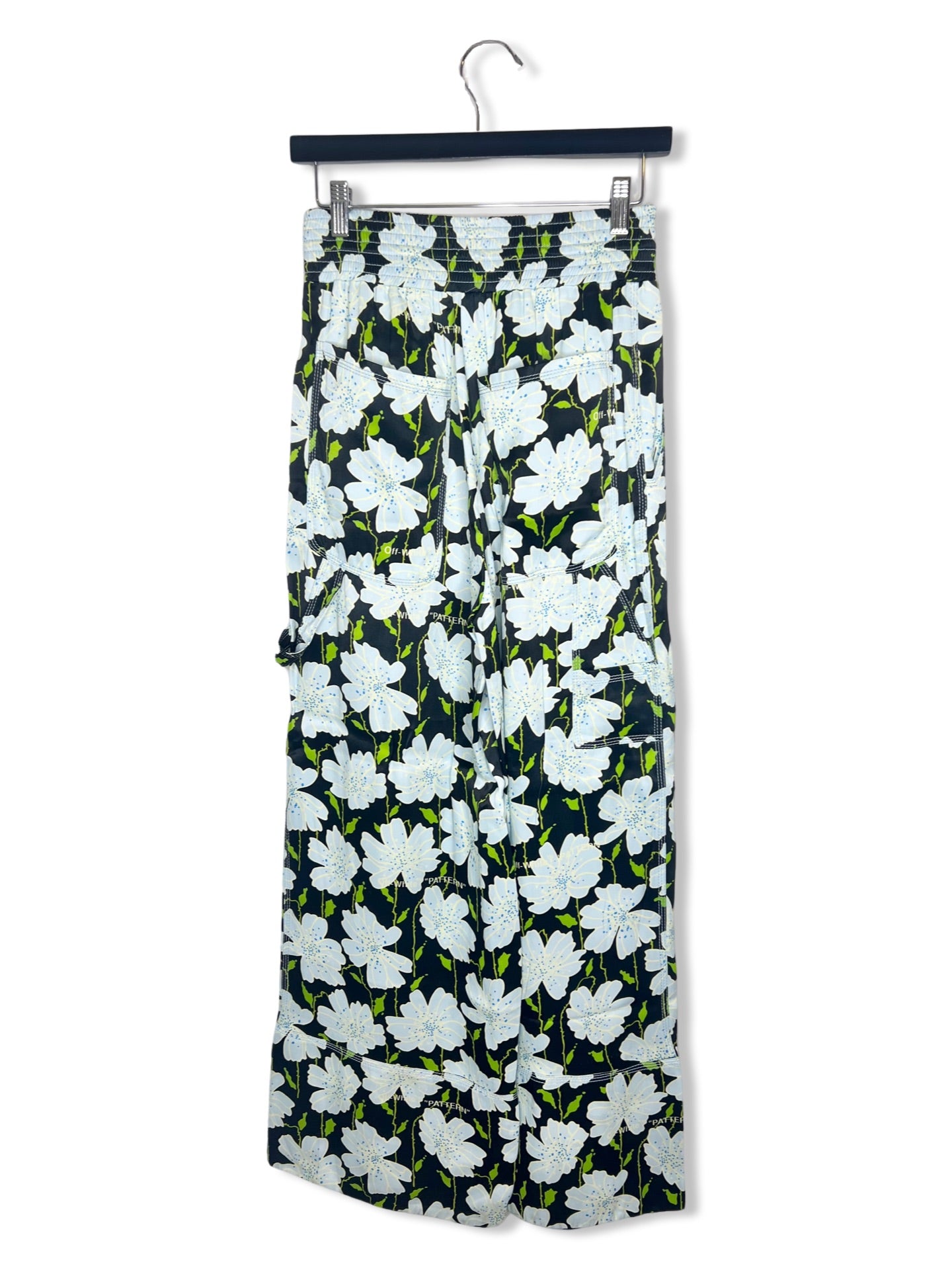 NWT! Off-White Silk Floral Printed Trousers, Size 40