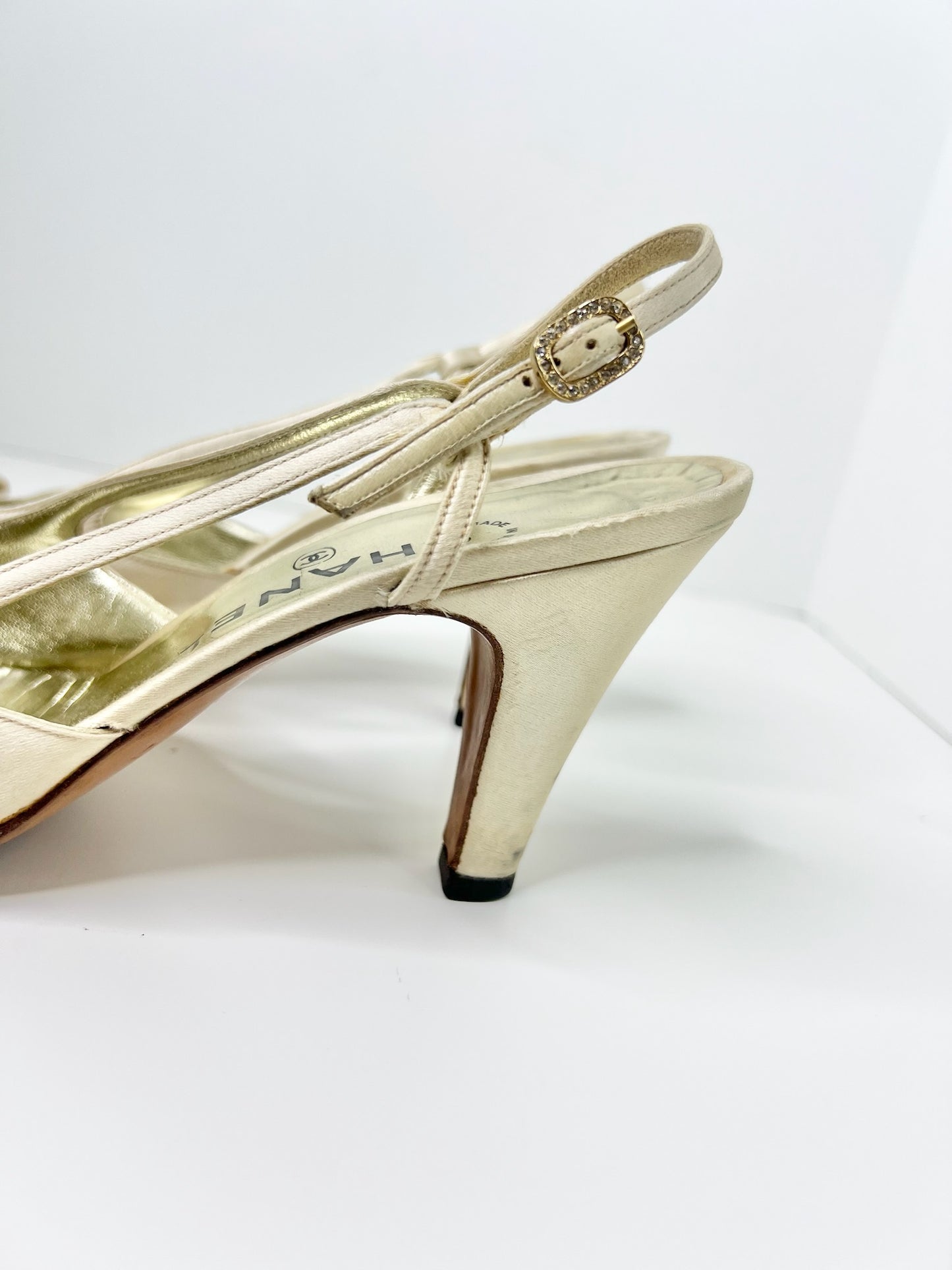 Vintage CHANEL Satin Slingbacks, Size 7